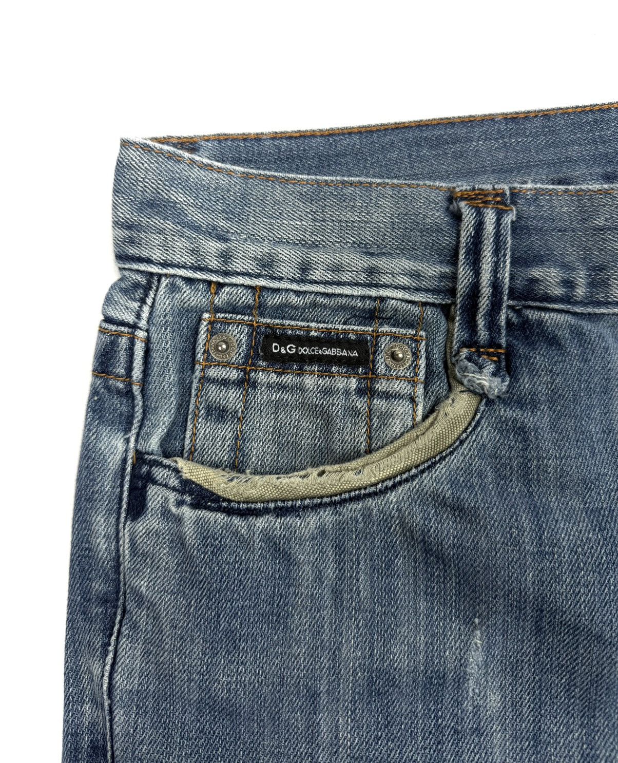 Dolce & Gabbana 00s Dolce & Gabbana Vintage Distressed Logo Jeans Blue Italy Size 34" / US 12 / IT 48 - 10 Thumbnail
