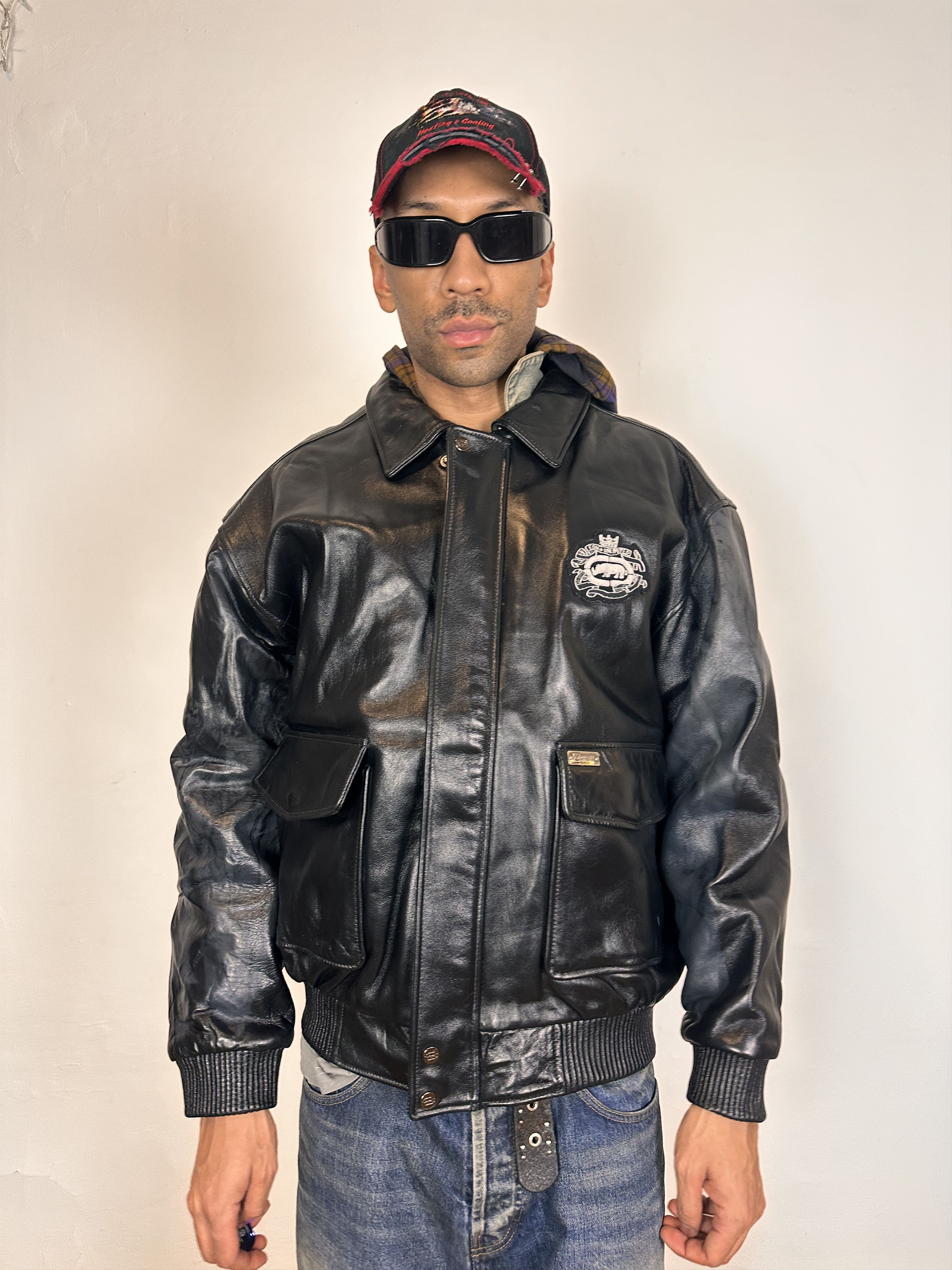 Ecko Unltd. Vintage Ecko Unlimited Black Leather Bomber Jacket - XXL Size US XXL / EU 58 / 5 - 3 Thumbnail