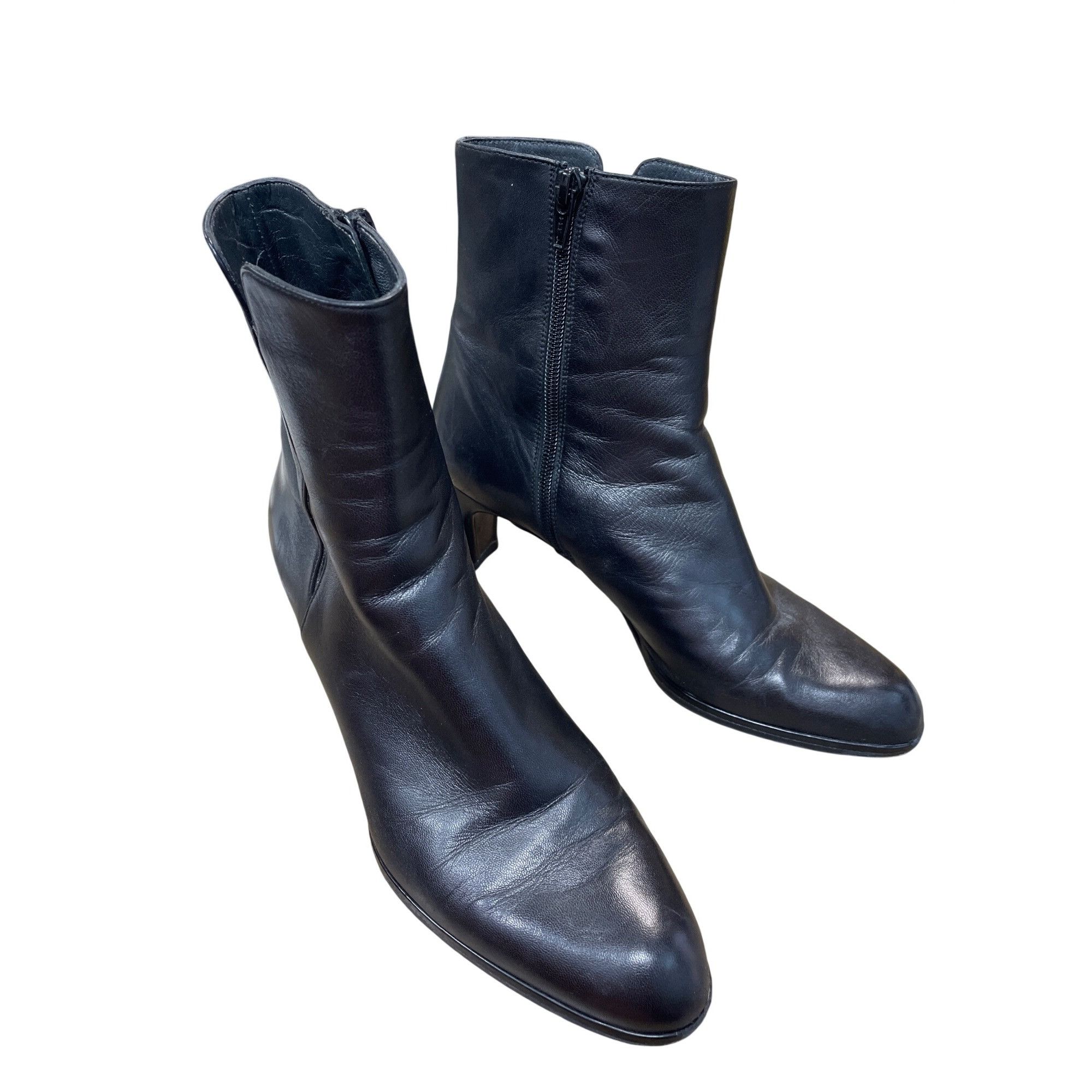 Stuart Weitzman Stuart Weitzman womans black leather zip heeled 2.5" ankle b Size US 7.5 / IT 37.5 - 21 Thumbnail