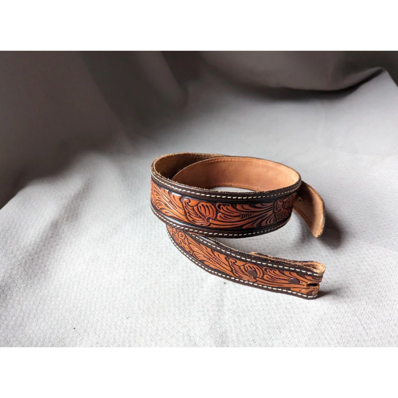 Vintage VINTAGE TEXTAN belt Buckle western leather full grain belt Men 30 Brown Western Mens 30 belt Size 30 - 3 Thumbnail