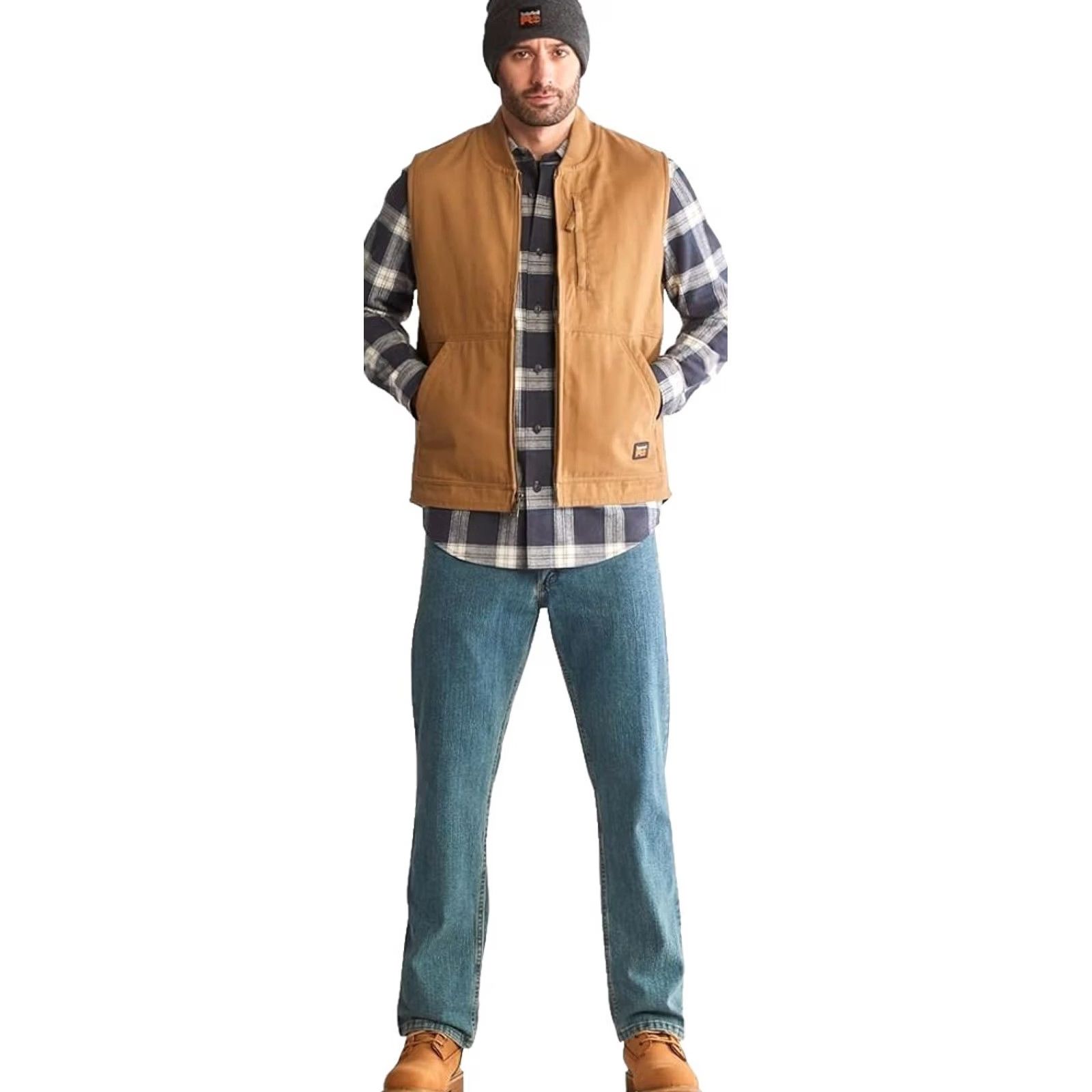 Timberland Timberland Gritman Canvas Vest Brown Lined Zip Outdoor Size M Mens Vest Size US M / EU 48-50 / 2 - 2 Thumbnail