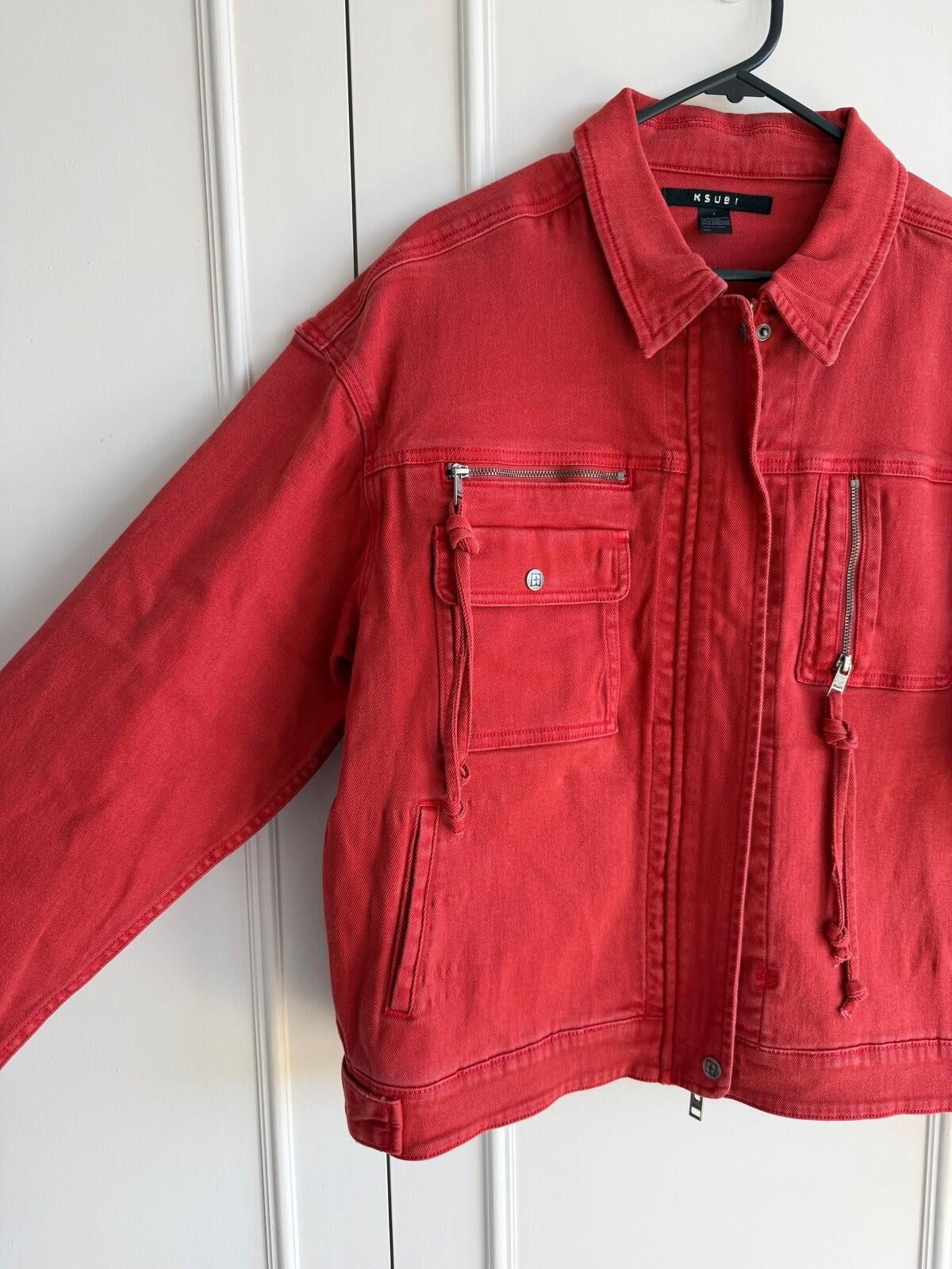 Ksubi new Ksubi womens oversized denim Jacket top small s 8 red Size S / US 4 / IT 40 - 4 Thumbnail