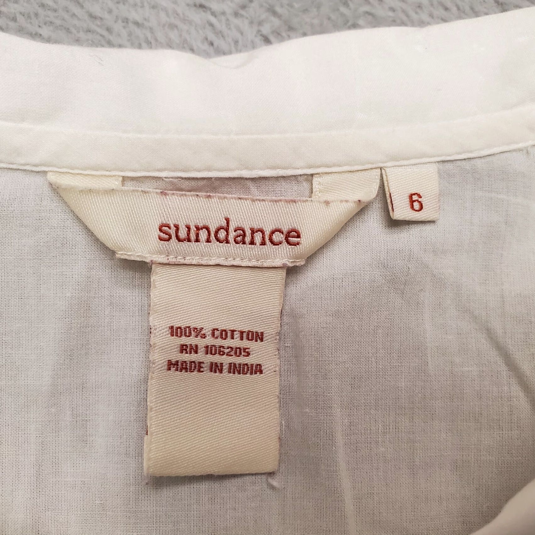 Vintage Sundance Shirt Womens 6 White Red Floral Embroidered Lightweight Blouse Size M / US 6-8 / IT 42-44 - 6 Thumbnail