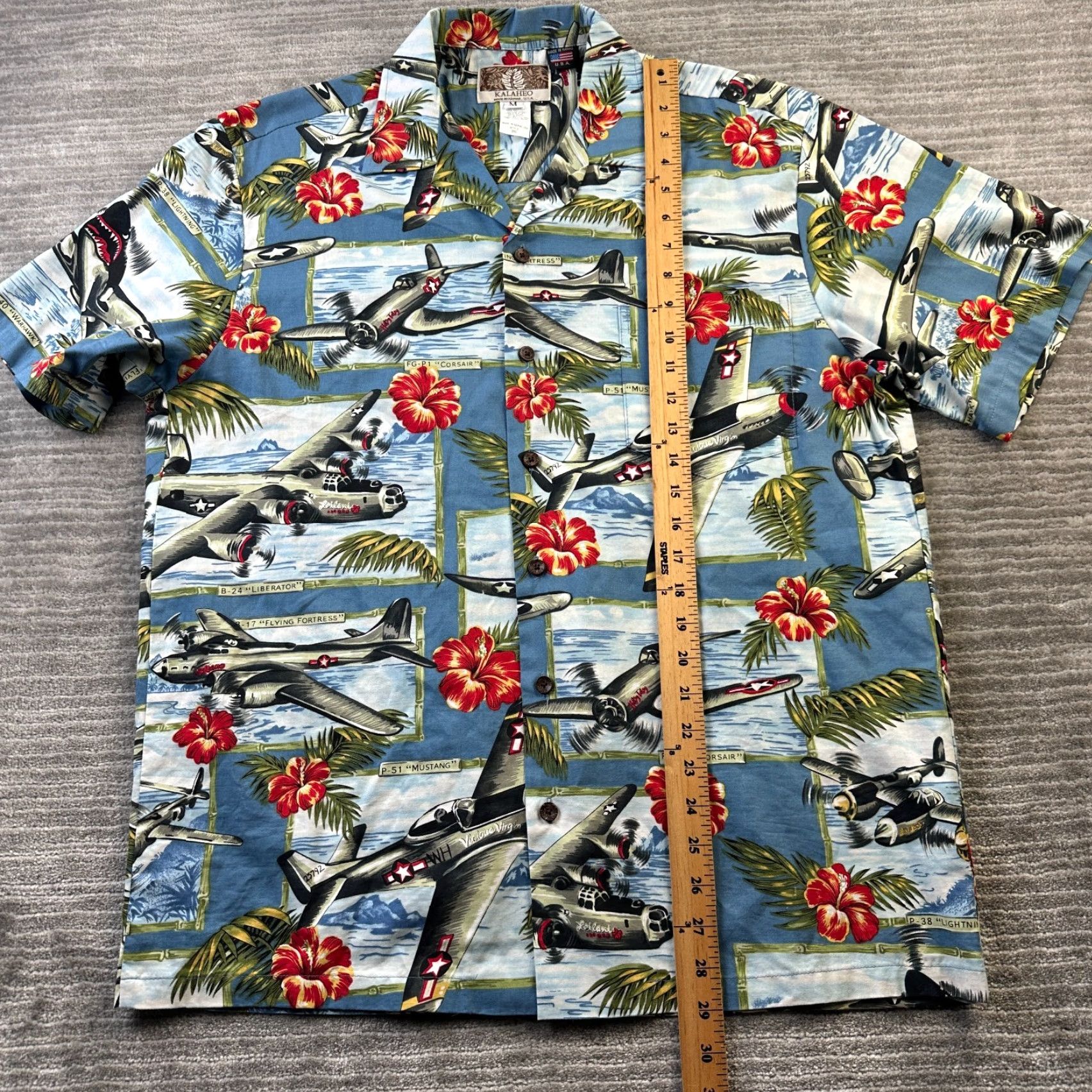 Vintage Kalaheo Shirt Mens Medium Hawaiian WWII Bomber Air Planes Print Fighter Jet Shirt Size US M / EU 48-50 / 2 - 8 Thumbnail