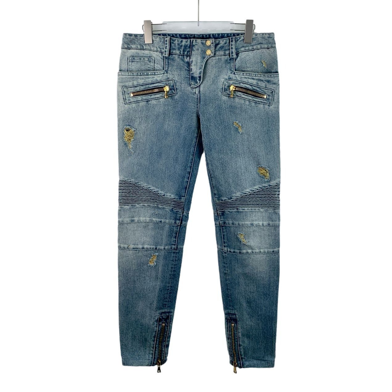 Balmain Balmain Blue Distressed Denim Trousers W/ Zipper Details & P Size 40" / US 18 - 1 Thumbnail