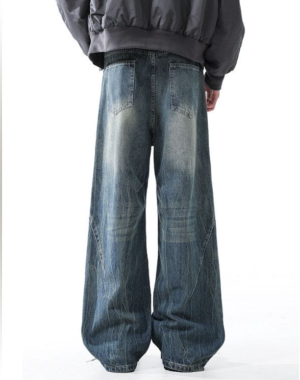 Japanese Brand High-street retro washed men's cleanfit wide-leg jeans Size US 32 / EU 48 - 5 Thumbnail