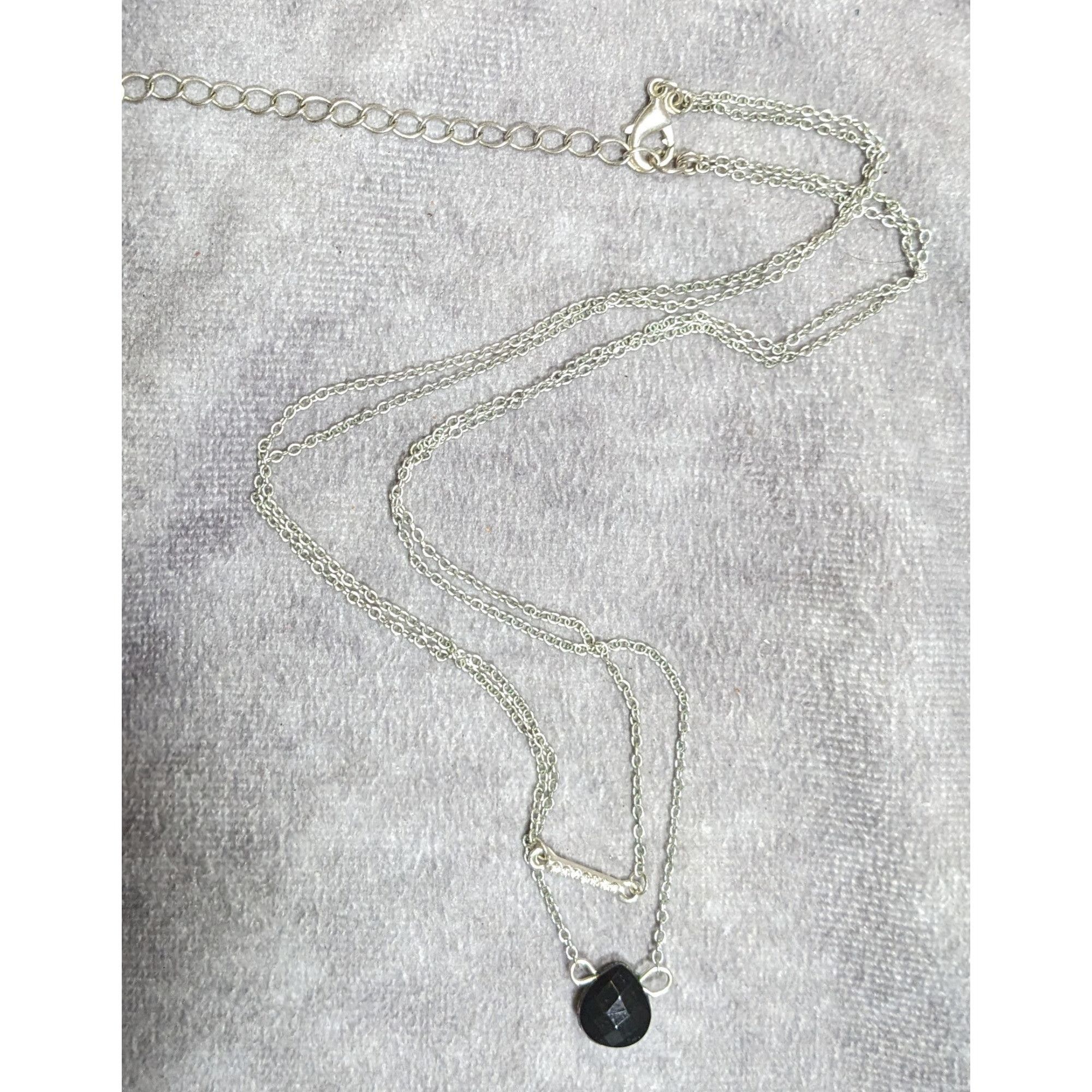 Other Layered Gothic Black Teardrop And Rhinestone Bar Silver Tone Size ONE SIZE - 4 Thumbnail