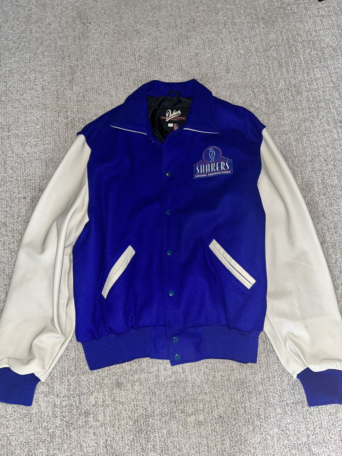 image of Dehen 1920 Vintage Varsity Jacket in Blue, Men's (Size XL)