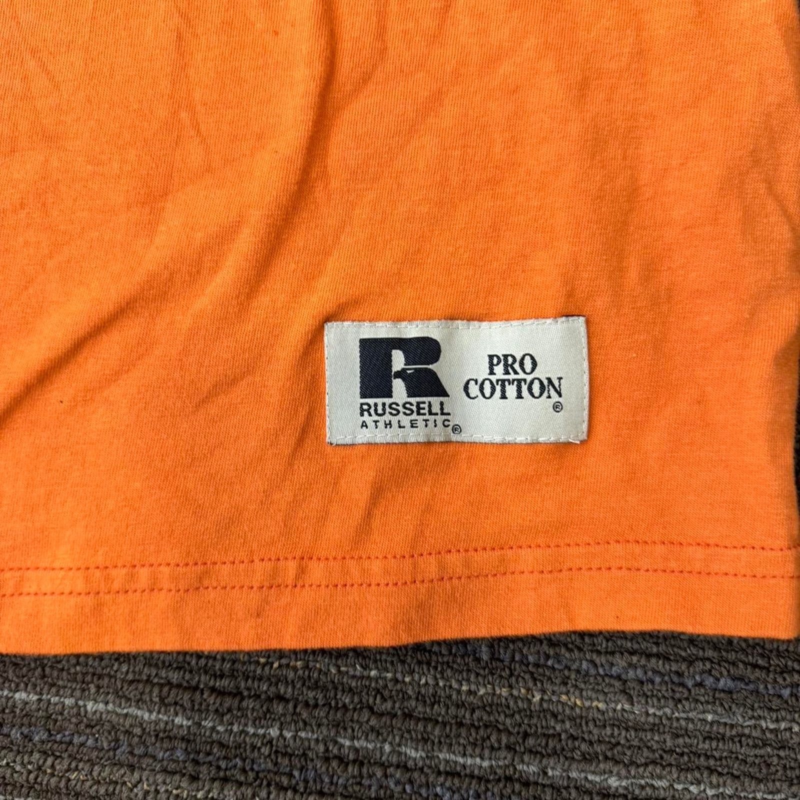 Russell Athletic × Vintage Vintage 90s Orange Made in USA Russell Athletic T-Shirt Size US L / EU 52-54 / 3 - 2 Thumbnail