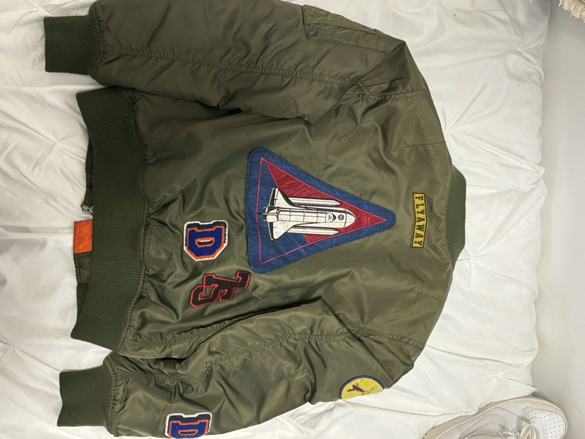 Zara Space Patch Bomber Jacket – Olive Green MA-1 Style – Size S Size US S / EU 44-46 / 1 - 2 Thumbnail