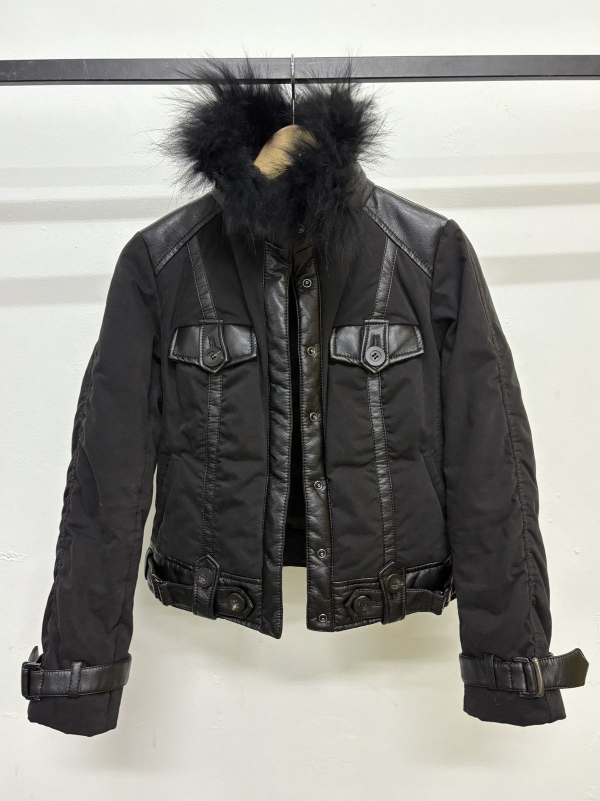 Beauty Beast Fragile Fur Faux Leather Demo Jacket Asymmetrical Lace Up Size US XS / EU 42 / 0 - 15 Thumbnail