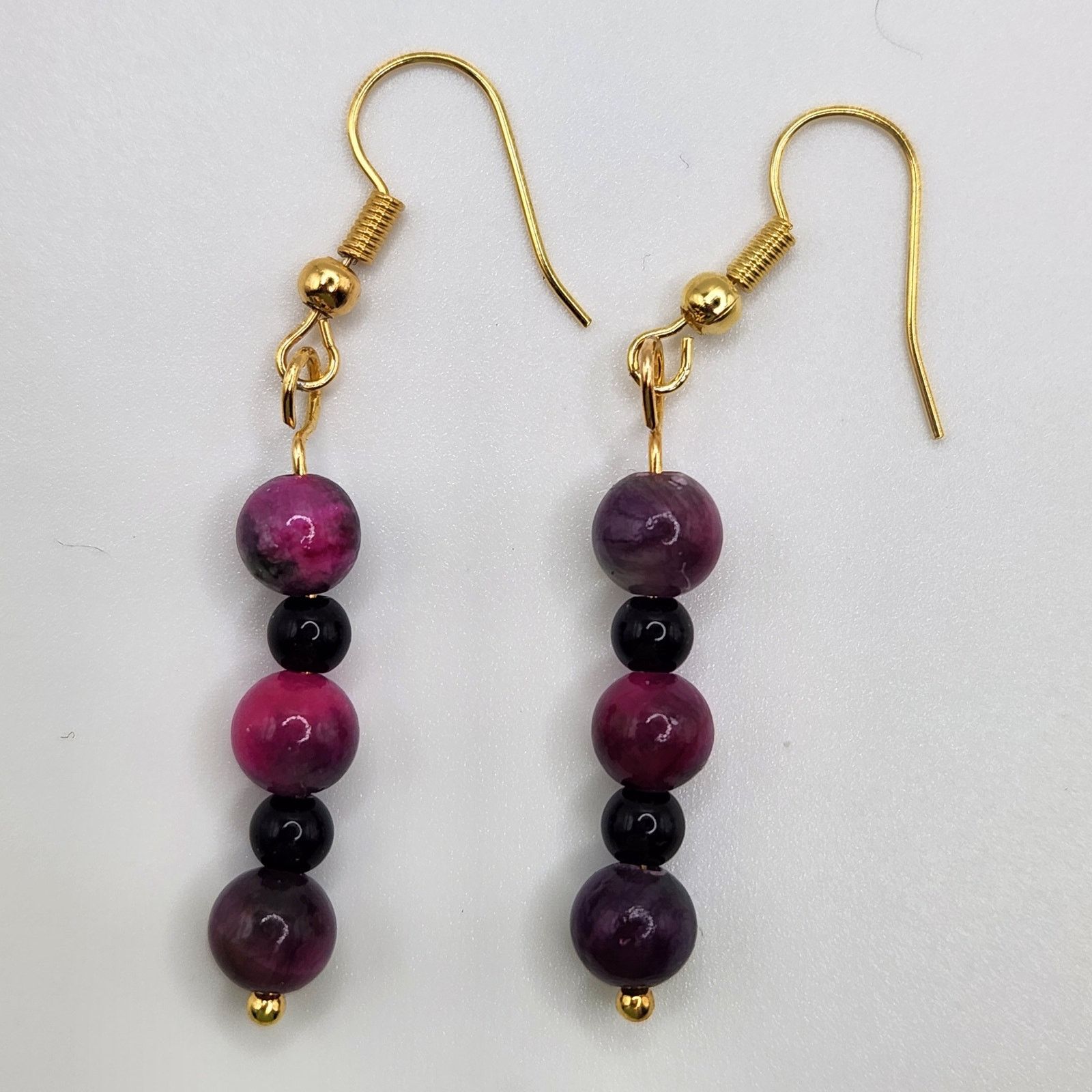 Other Handmade Multicolored Jade and Black Amethyst Earrings 2" Size ONE SIZE - 5 Thumbnail