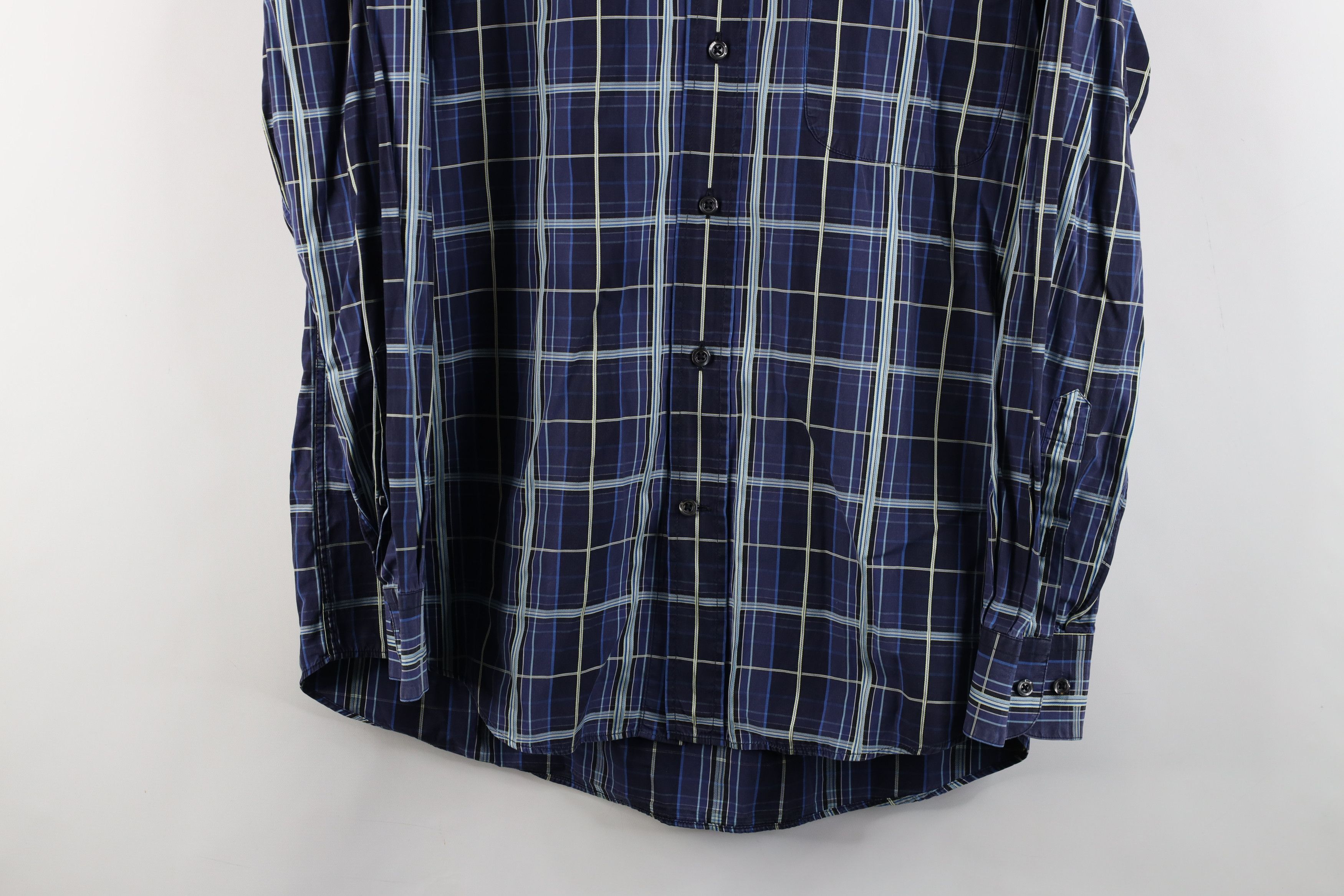 Canali × Vintage Canali Long Sleeve Collared Button Down Shirt Blue Plaid Size US M / EU 48-50 / 2 - 3 Thumbnail