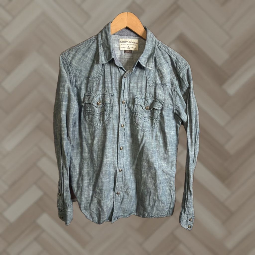 Cody James Cody James Pearl Snap Button Up Western Shirt Women Size S 100% Cotton Blue Paisley Long Sleeve Button-Up Casual Western Theme Womens Size S / US 4 / IT 40 - 1 Thumbnail