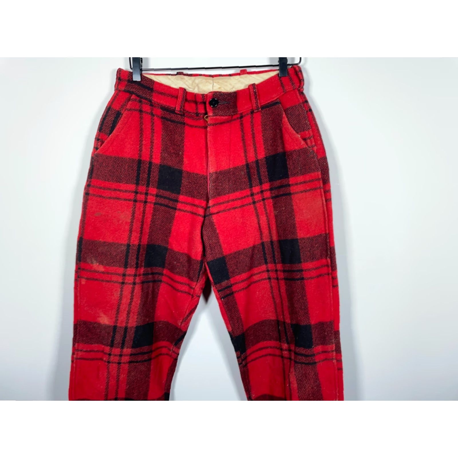 Vintage VINTAGE Wool Buffalo Plaid Hunting Pants Men's 30 x 28 Red Black Heavyweight Unlined Size US 30 / EU 46 - 4 Thumbnail