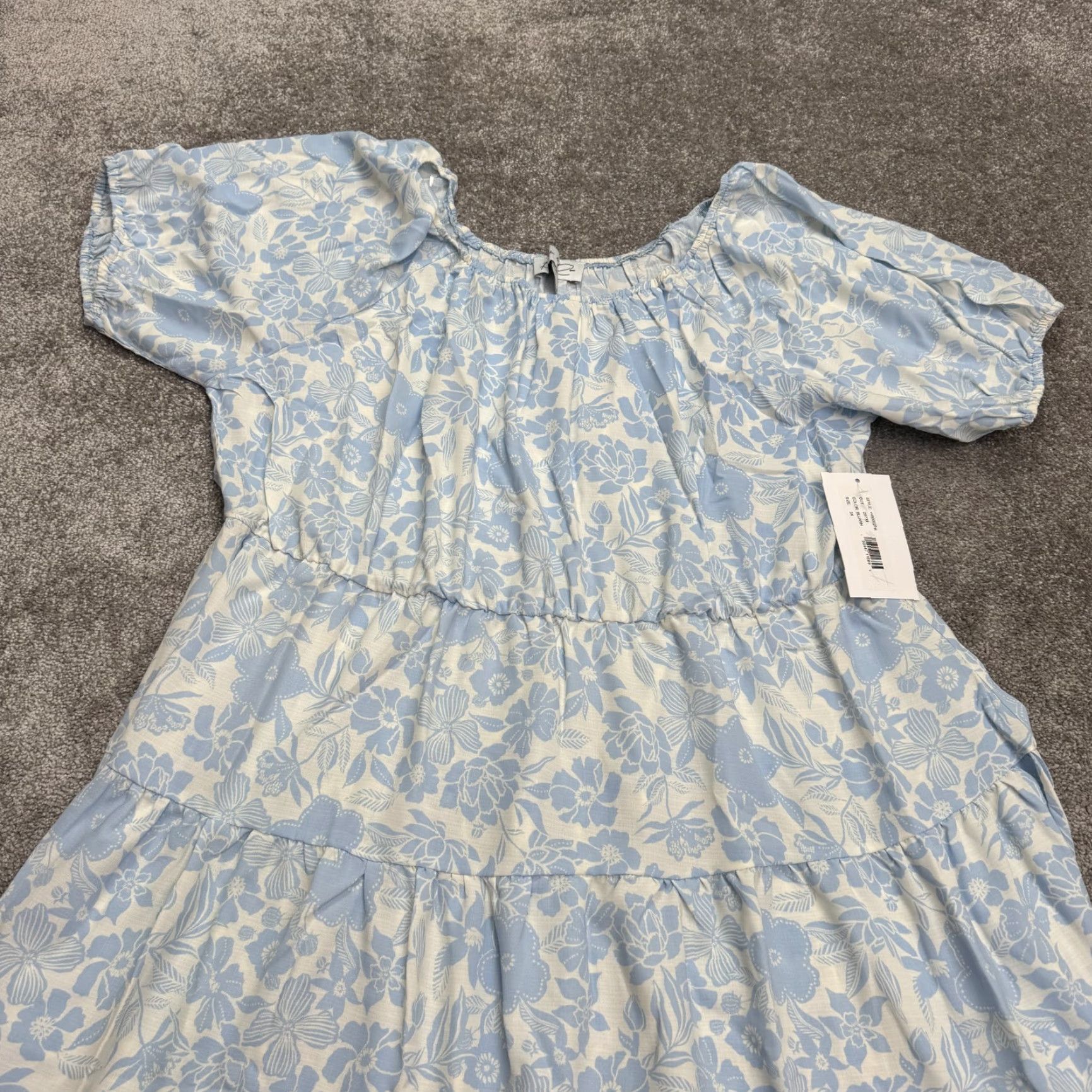 Parker Parker & Rowe Floral Puff Sleeve Tiered Midi Dress Women 3X Plus Blue Floral NWT Size XXL / US 16-18 / IT 52-54 - 3 Thumbnail