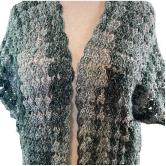 Handmade Crochet Wrap Ruana Open Front Shawl Sweater Cardigan Duster Size ONE SIZE - 2 Thumbnail