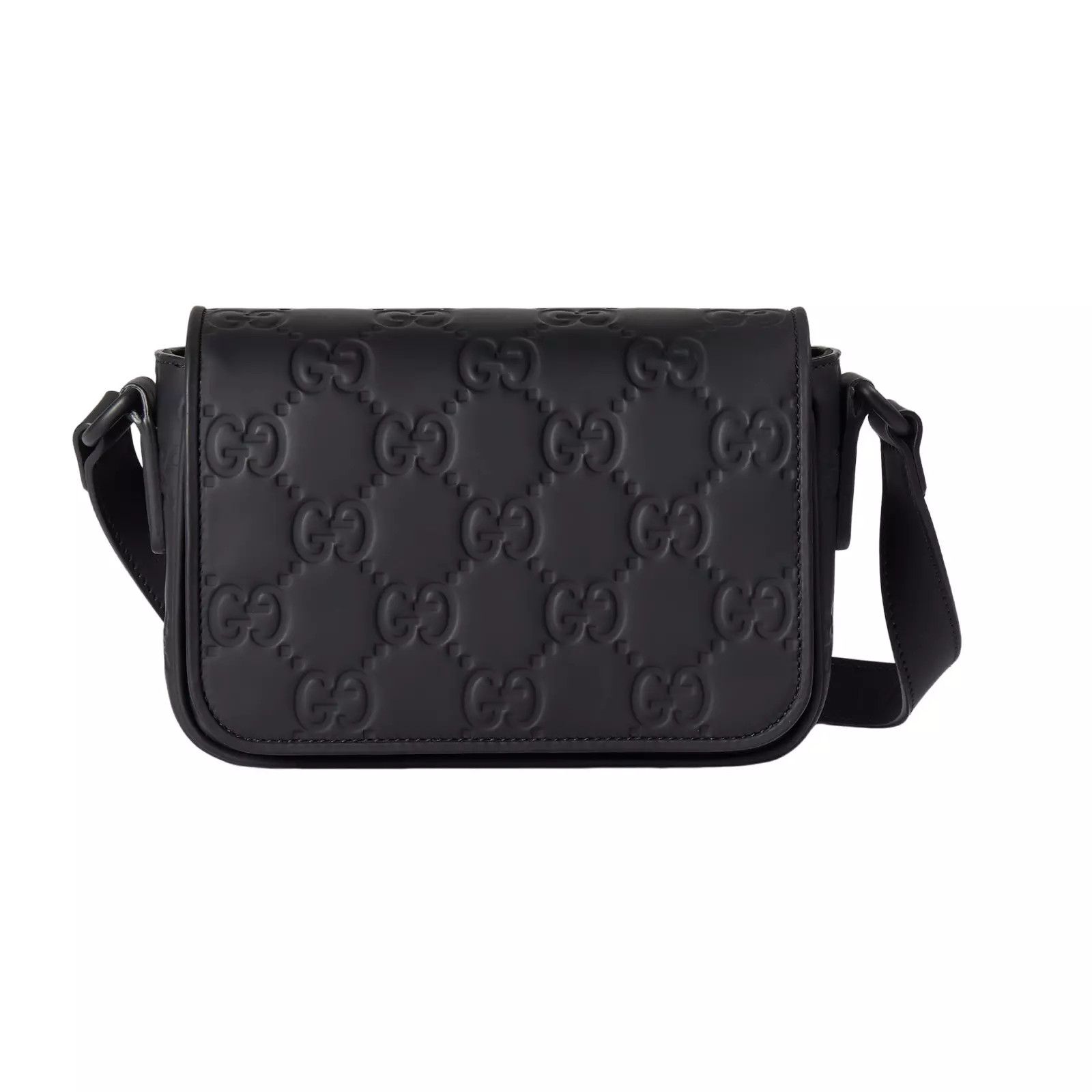 Gucci GUCCI Black Rubber-Effect Leather Mini Messenger Bag Size ONE SIZE - 1 Thumbnail
