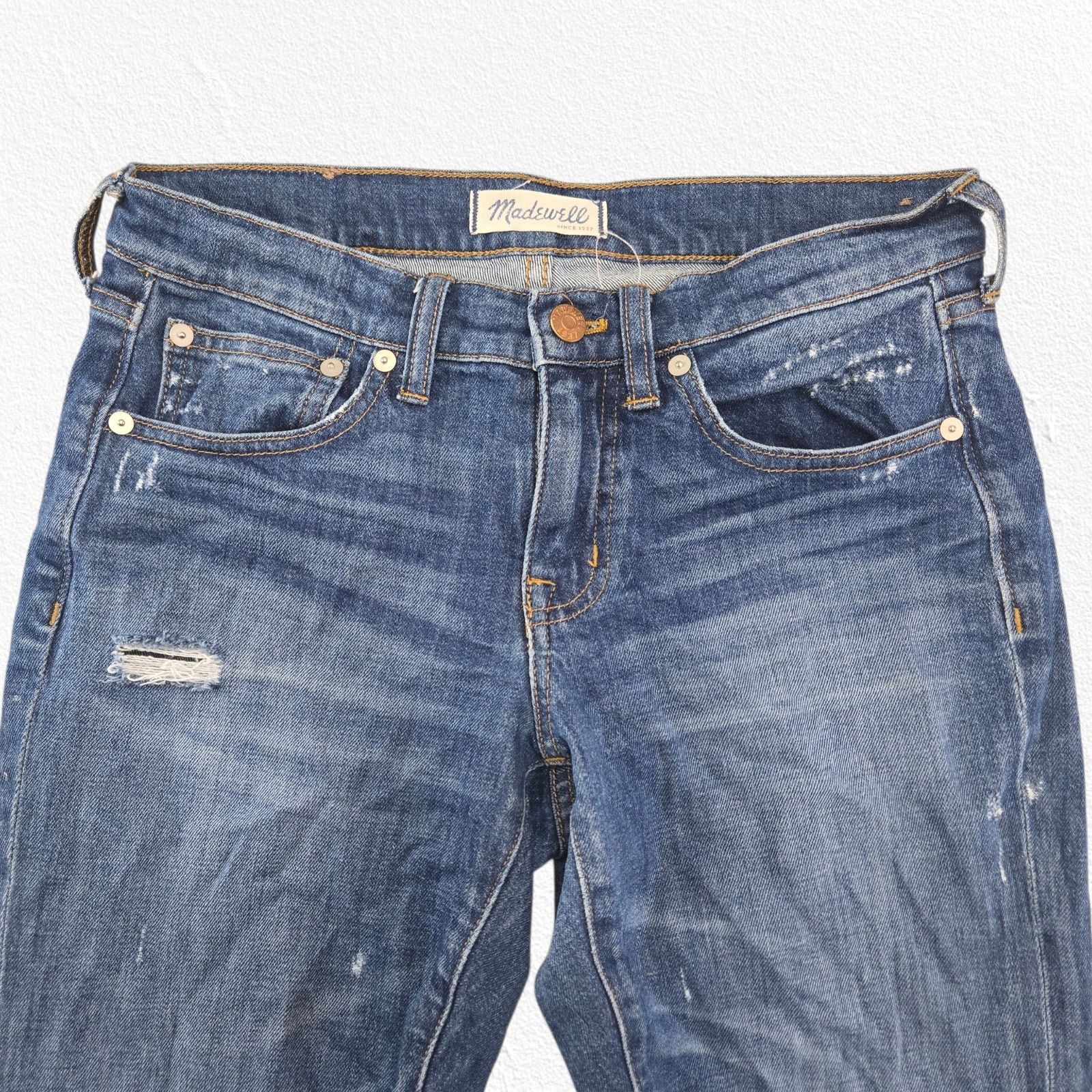 Madewell Madewell Slim Boyjean Raw Hem Distressed Jeans Size 25 Size 25" / US 0 / IT 36 - 3 Thumbnail