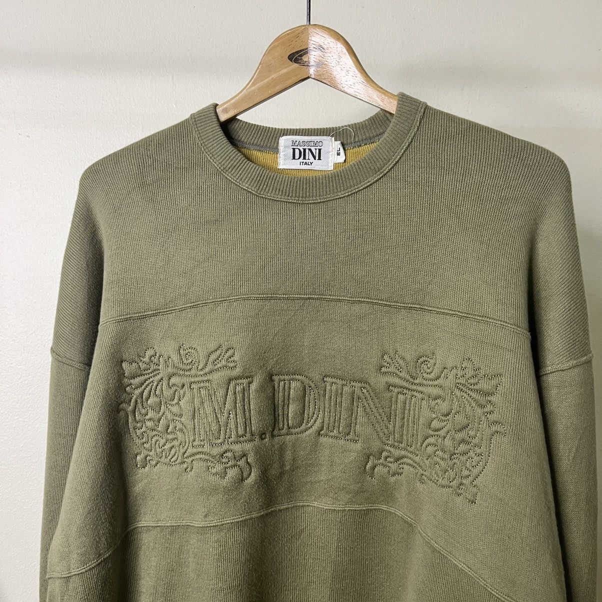 Massimo Dutti MASSIMO DINI ITALY OLIVE GREEN EMBRIODERED SWEATSHIRT Size US L / EU 52-54 / 3 - 2 Thumbnail