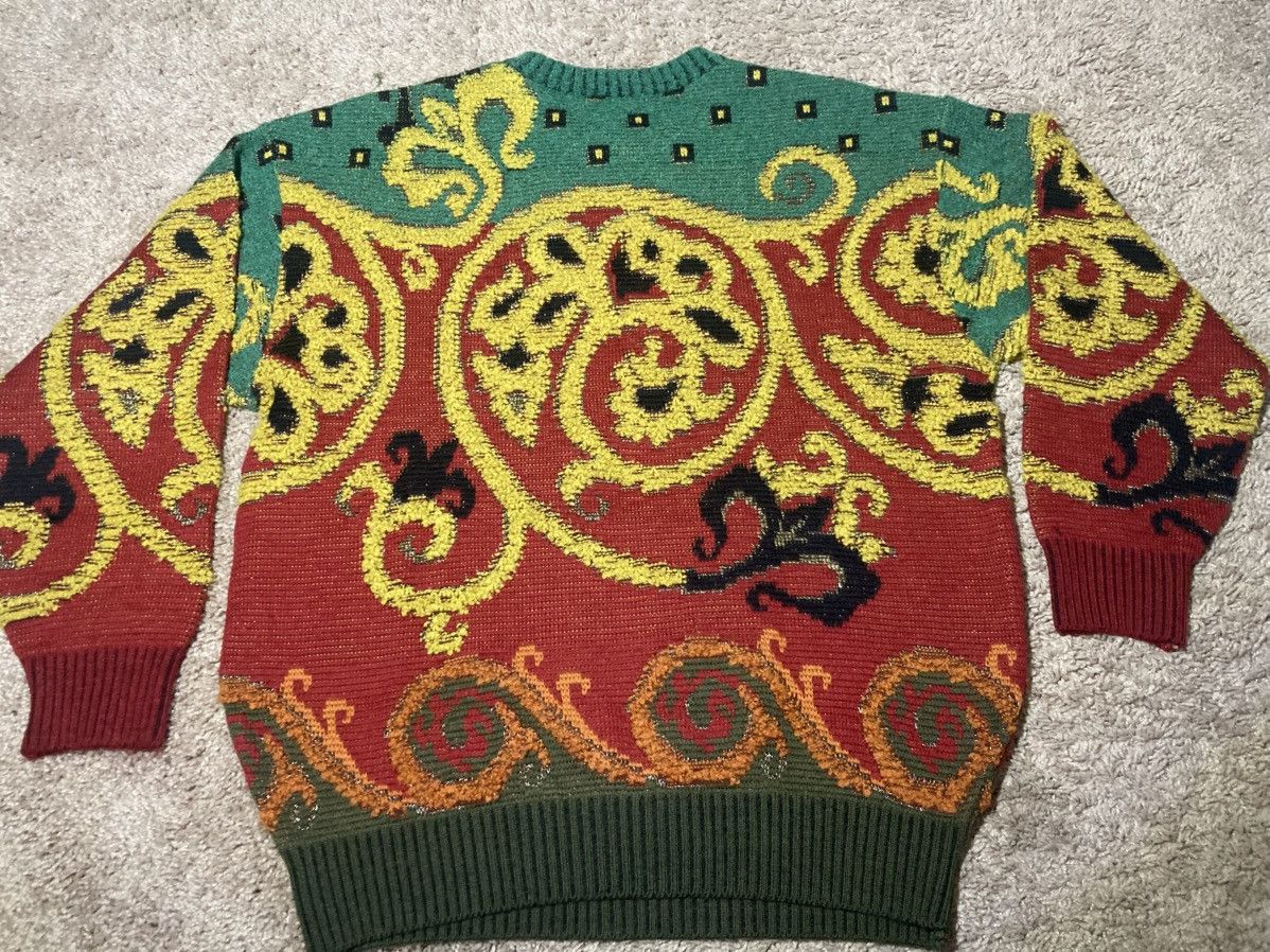 Yoshiyuki Konishi 90s Ficce Yoshiyuki Konishi Green Knit Floral Emblem Sweater Size US M / EU 48-50 / 2 - 8 Thumbnail