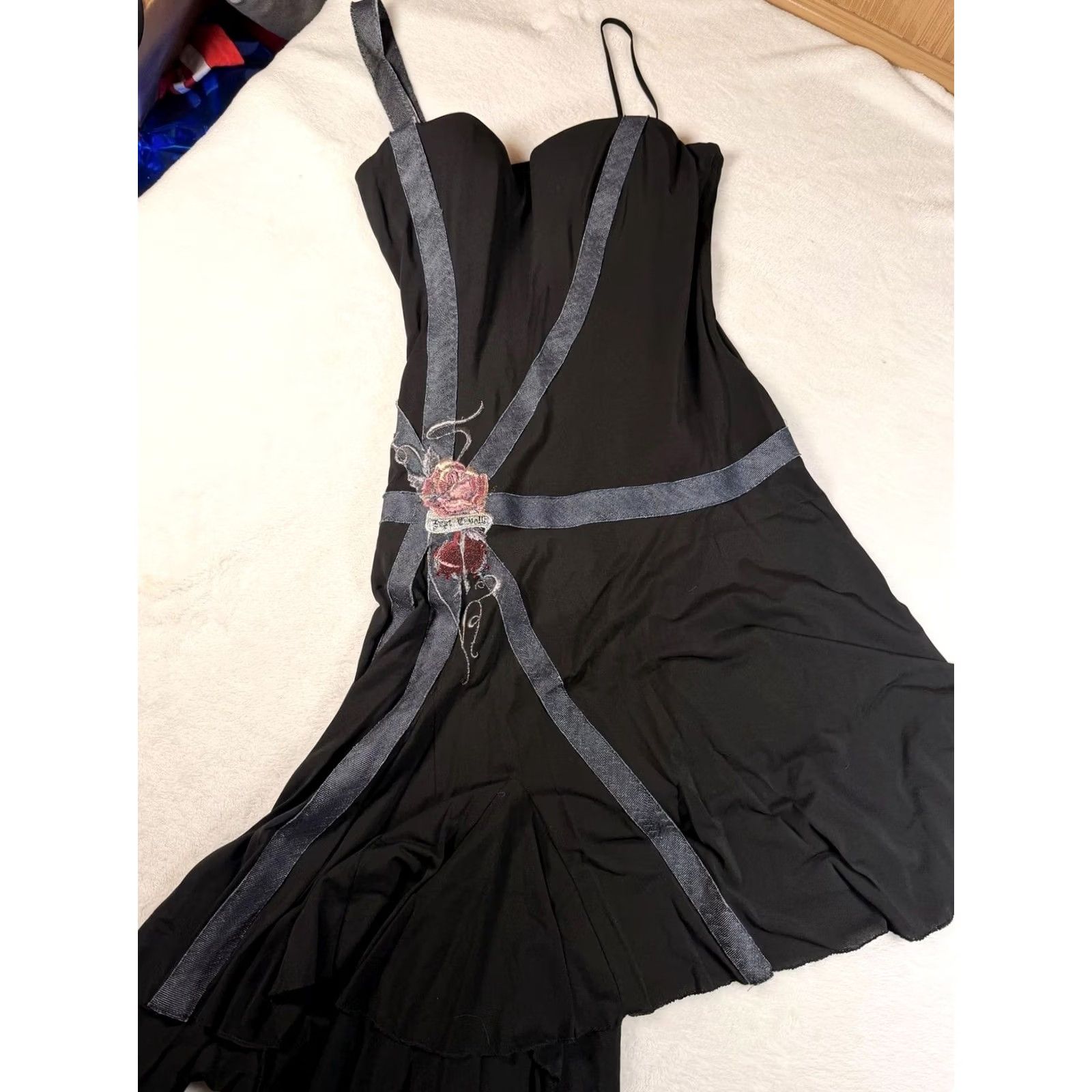 Just Cavalli VINTAGE Just Cavalli Dress Woman Black Embroidered Asymmetric Fit & Flare Sleeveless Sweetheart 44 IT 44 Size M / US 6-8 / IT 42-44 - 5 Thumbnail