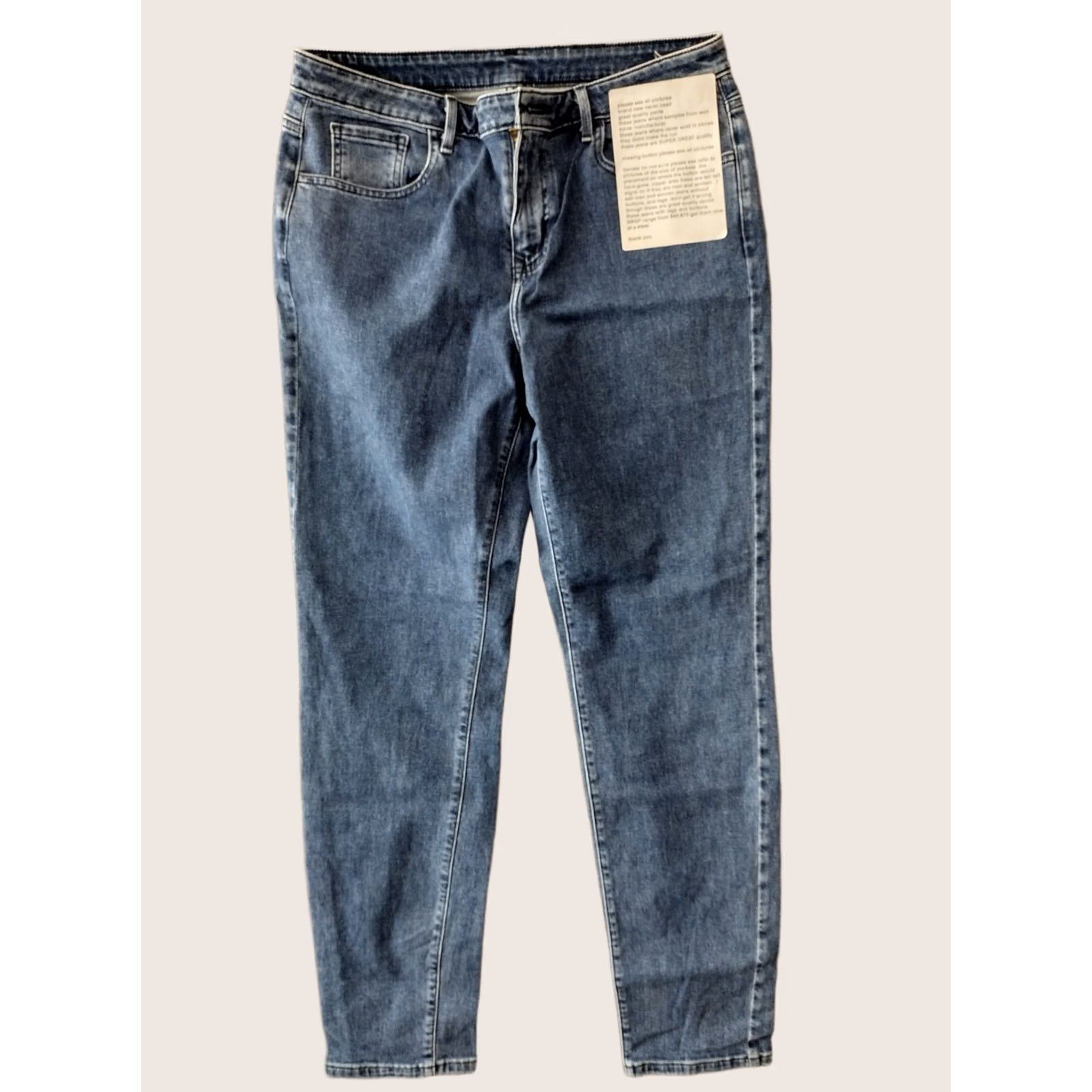 Vintage Unbranded Women's High Rise Denim Jeans Size 14 R Blue Dark Wash 90s Theme Distressed Relaxed Fit Button Closure Inseam 28 in Jeans Size 36" / US 14 / IT 50 - 1 Thumbnail