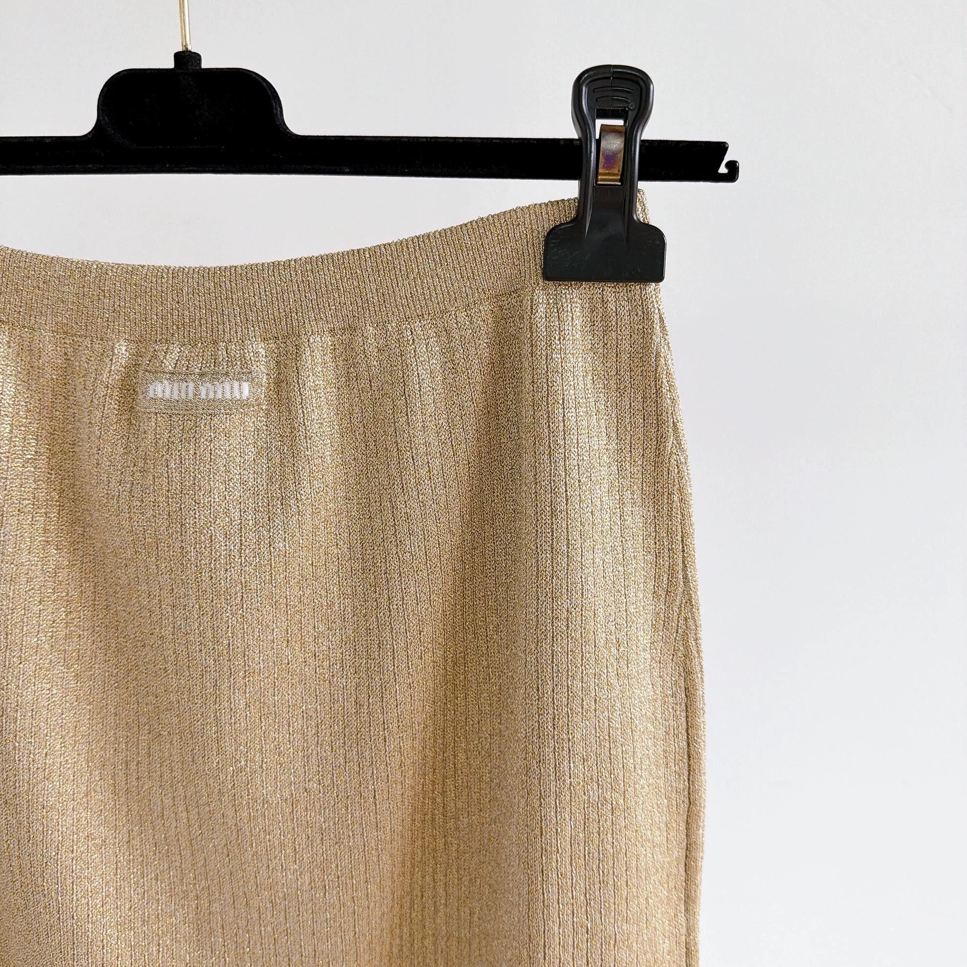 Miu Miu MIU MIU Gold Short Skirt 42 Stretchy NWT 8381 Size 28" / US 6 / IT 42 - 5 Thumbnail