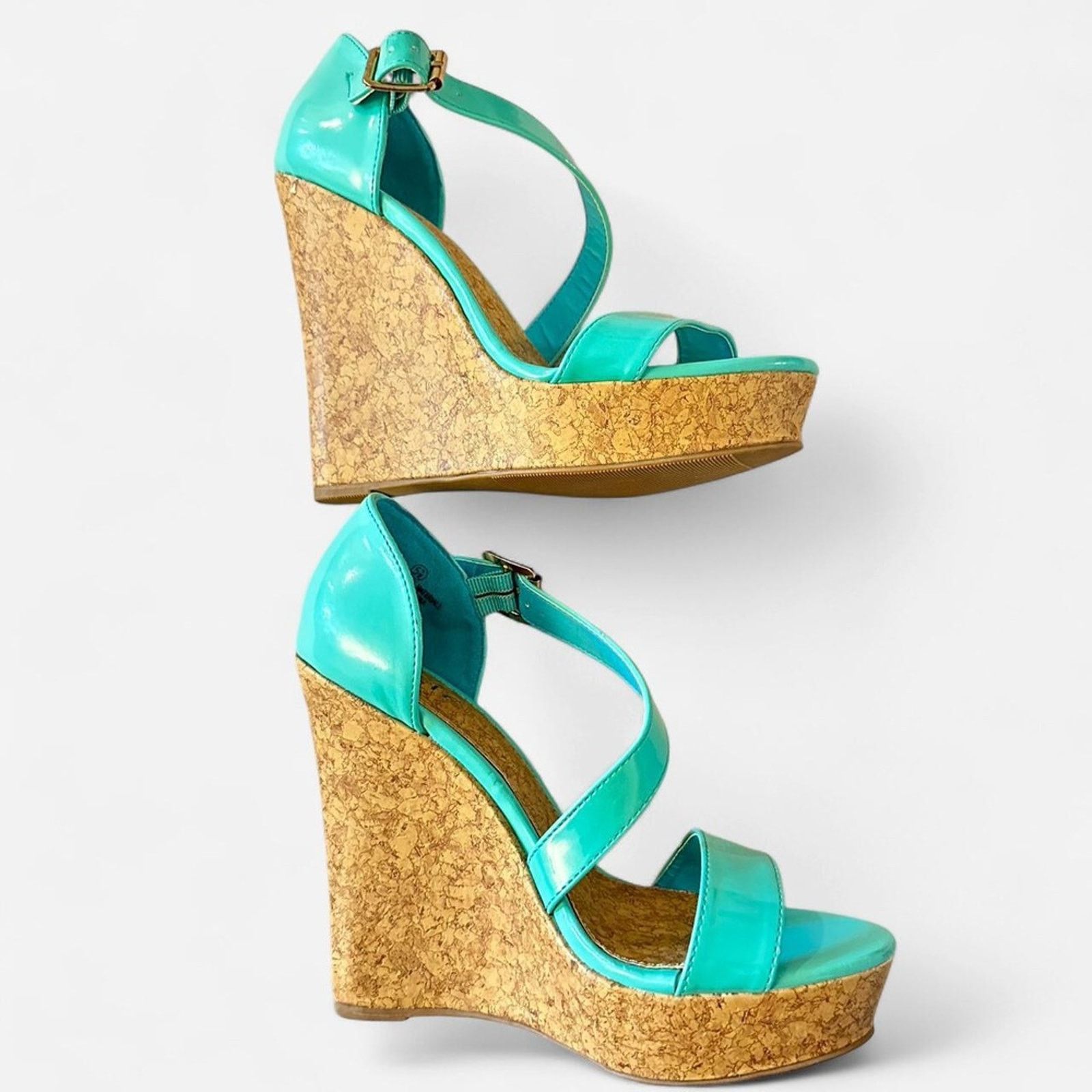 Other #y2kwedge #retroshoes #summerplatforms #turquoisesandals Size US 5.5 / IT 35.5 - 4 Thumbnail