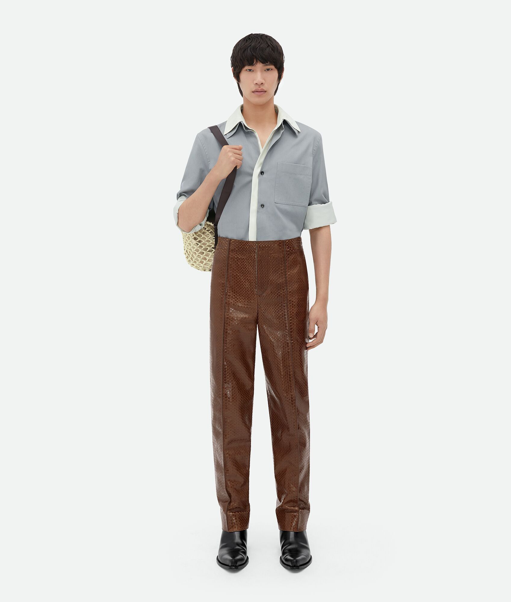 Bottega Veneta o1n1vont0225 Carved Leather Trousers in Brown Size US 30 / EU 46 - 4 Thumbnail