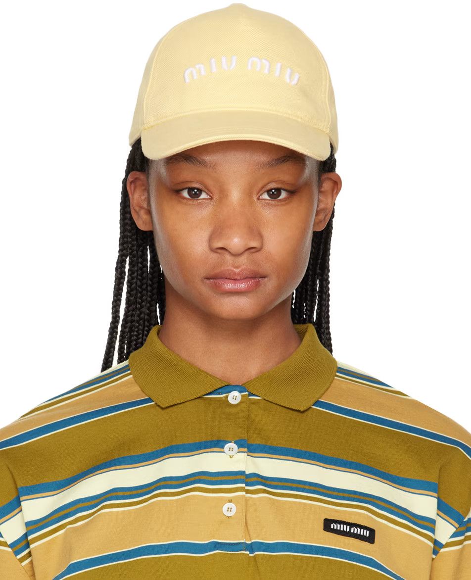 Miu Miu o1B3y1r0426 Size: M / Washed Denim Hat / Cap in Vanilla Size ONE SIZE - 1 Thumbnail