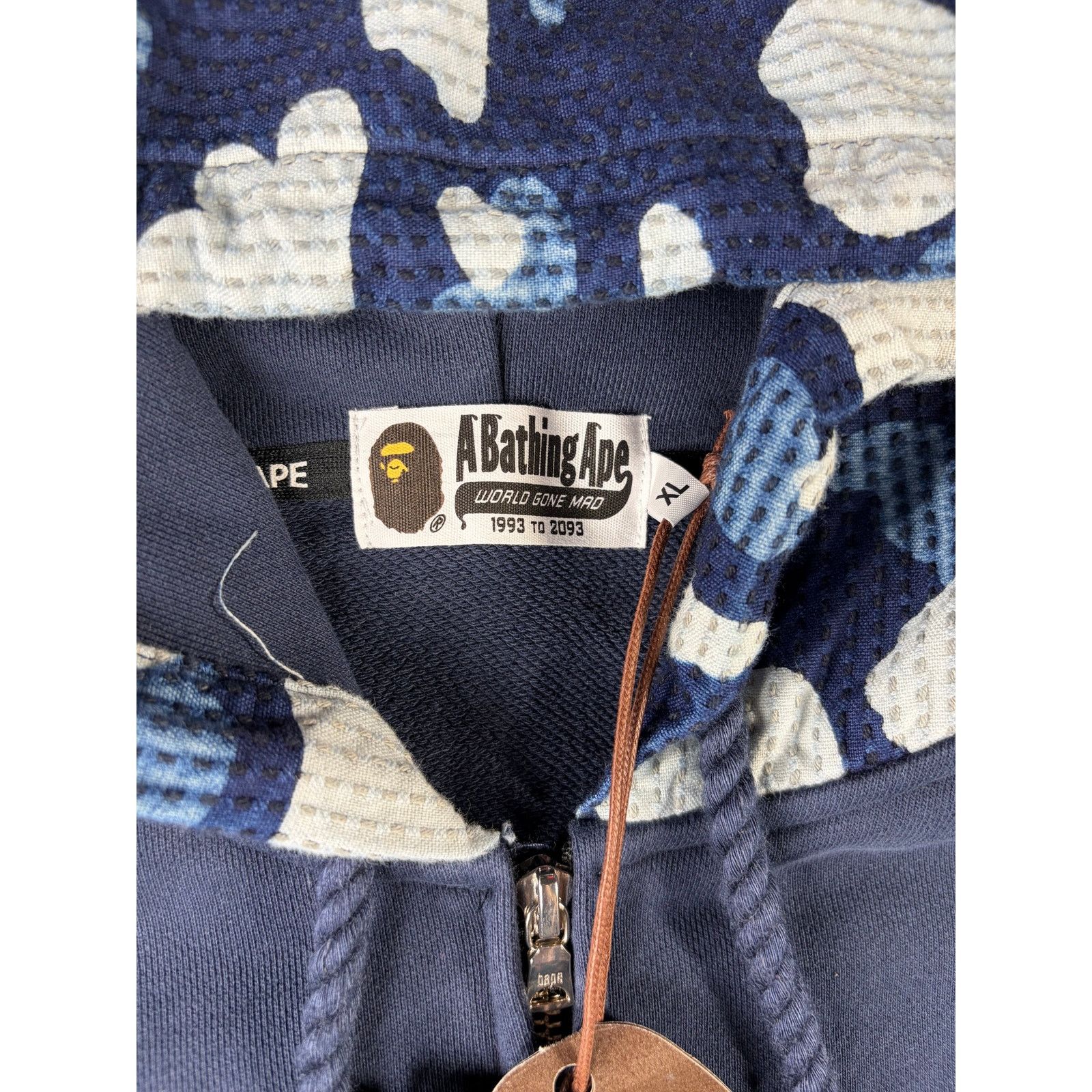 Bape Bape X Sashiko Navy Camo Relaxed Full-Zip Hoodie Size Large Size US L / EU 52-54 / 3 - 4 Thumbnail