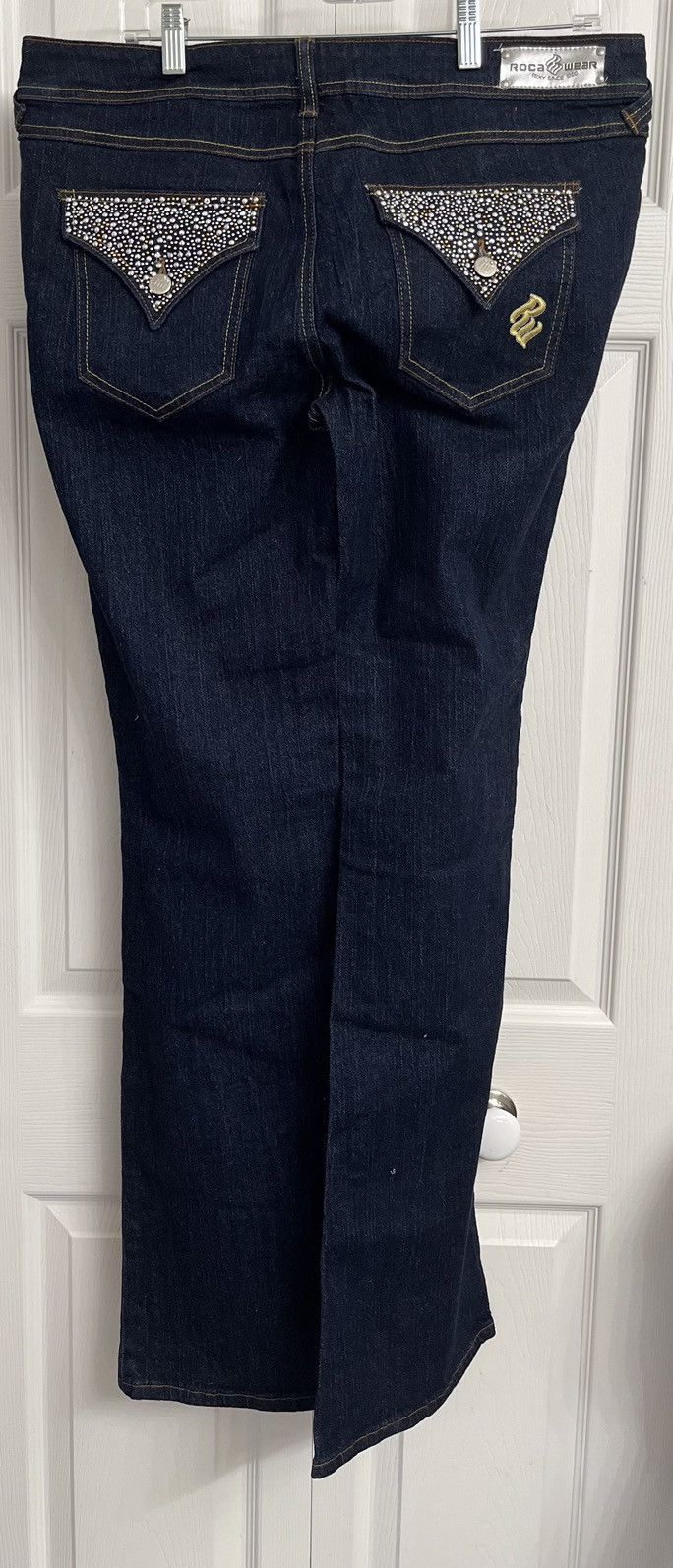 Rocawear Roca Wear Rhinestone Pocket Flare Leg Jeans Size 15 Size 38" / US 16 / IT 52 - 6 Thumbnail