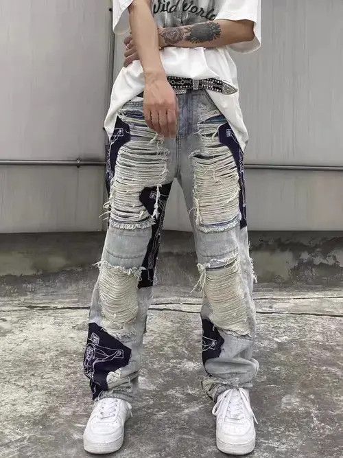 Japanese Brand Street hip hop grunge raw edge jeans Size US 32 / EU 48 - 6 Thumbnail