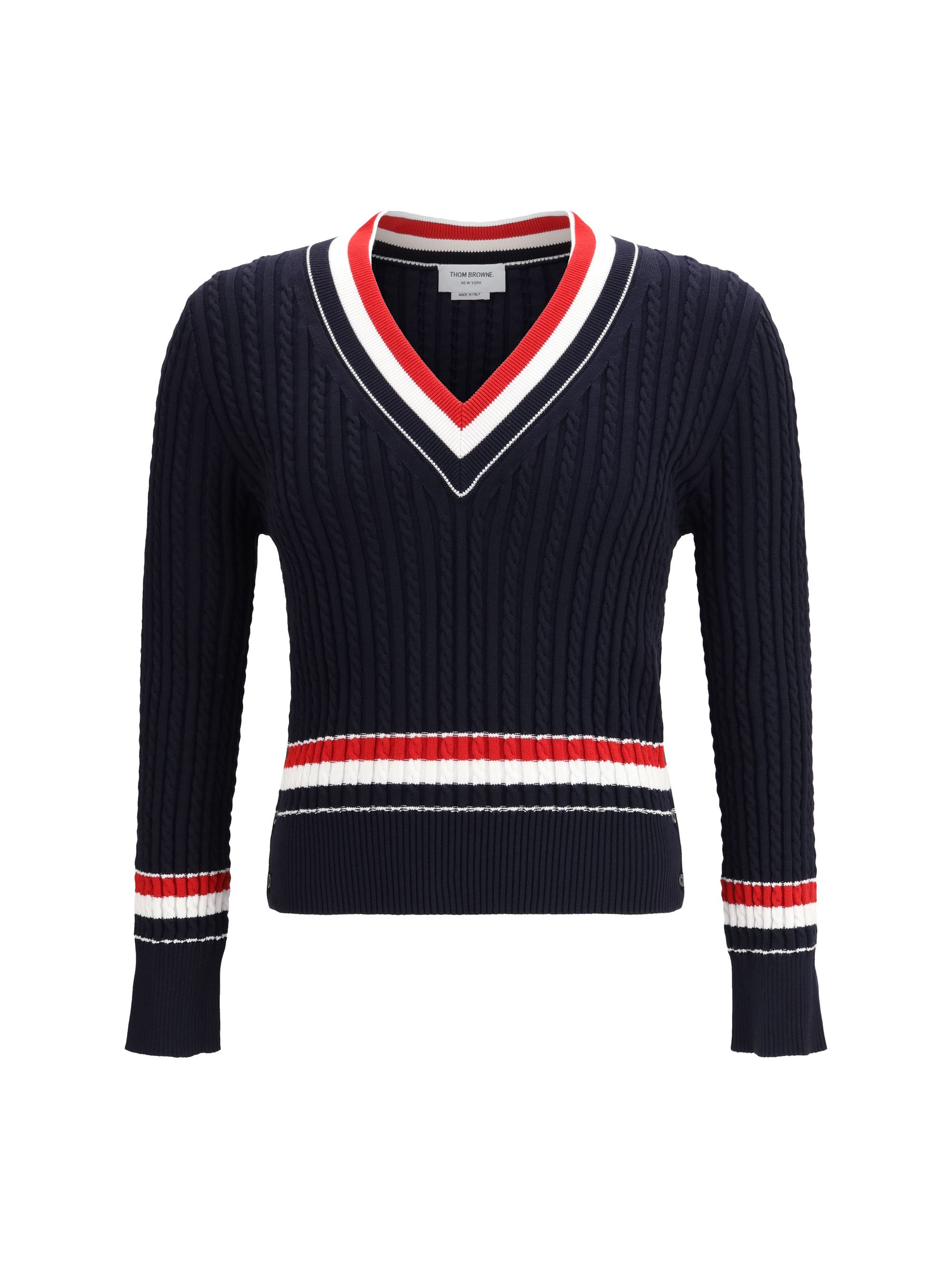 Thom Browne Intarsia cable-knit V-neck Sweater Size US S / EU 44-46 / 1 - 1 Thumbnail