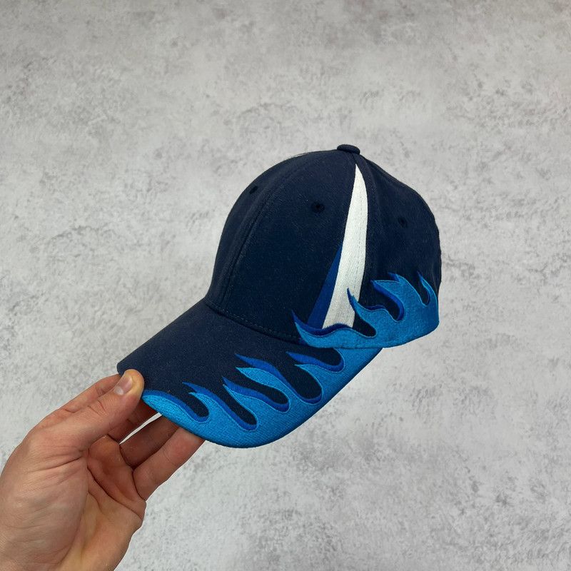 Other Flexfit Y2K blue flame vintage cap with a visor Size ONE SIZE - 1 Thumbnail
