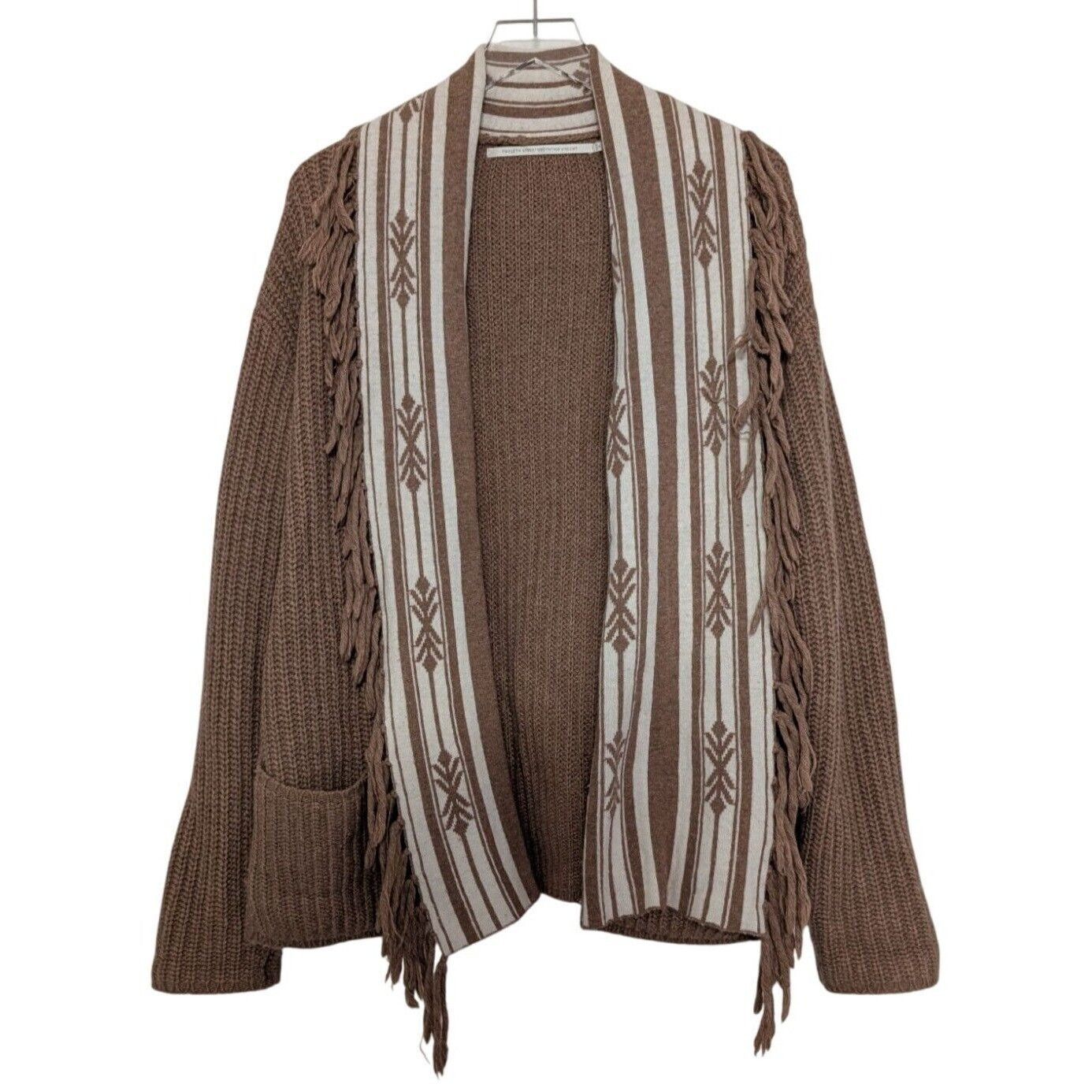 Designer 12th Street Cynthia Vincent Ribbed Fringe Cardigan Medium Size M / US 6-8 / IT 42-44 - 1 Thumbnail