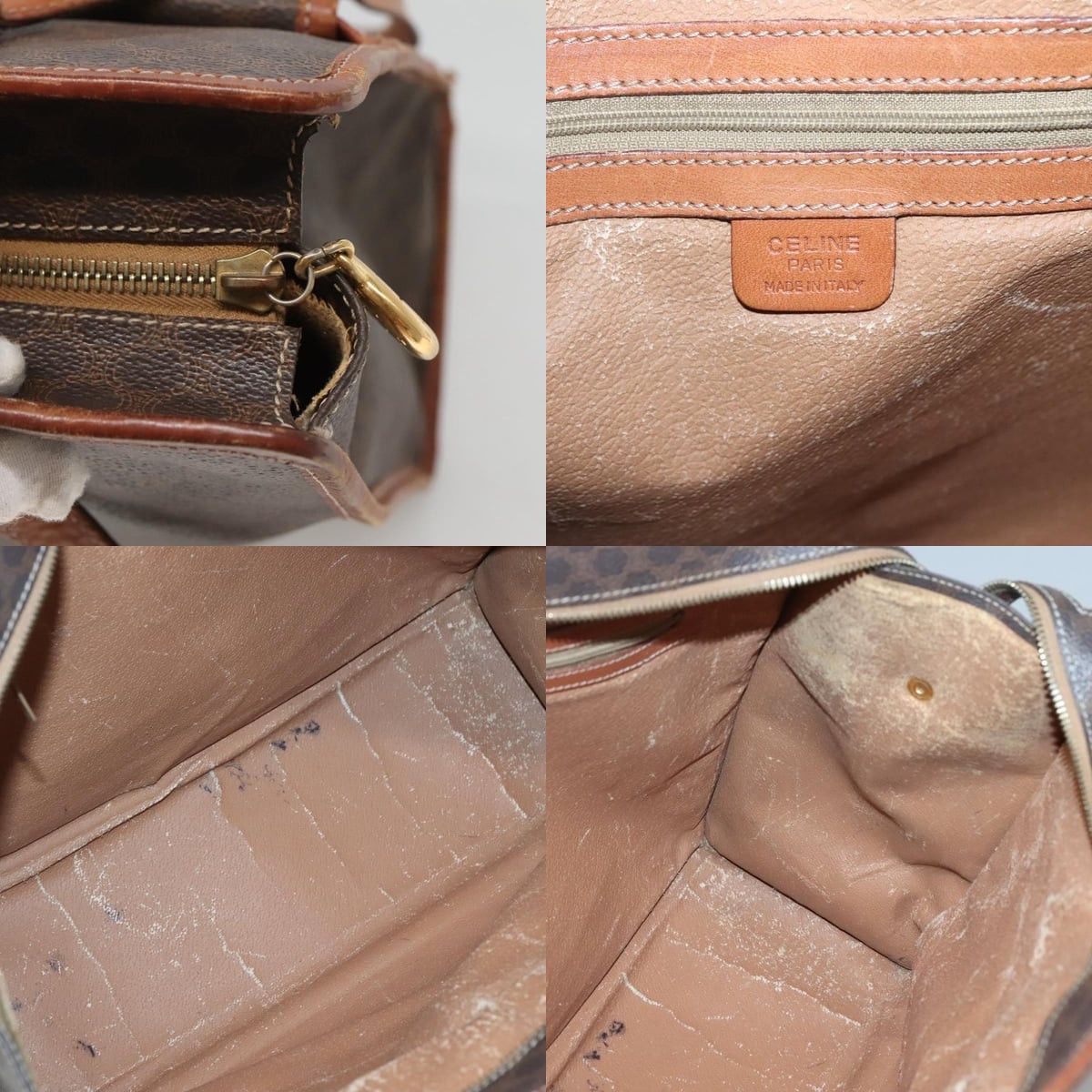 Celine CELINE Macadam Canvas Shoulder Bag Pvc Leather Brown Gold Size ONE SIZE - 11 Thumbnail