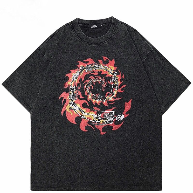Japanese Brand × Vintage Flame Skull Skeleton T-Shirt Size US M / EU 48-50 / 2 - 1 Thumbnail