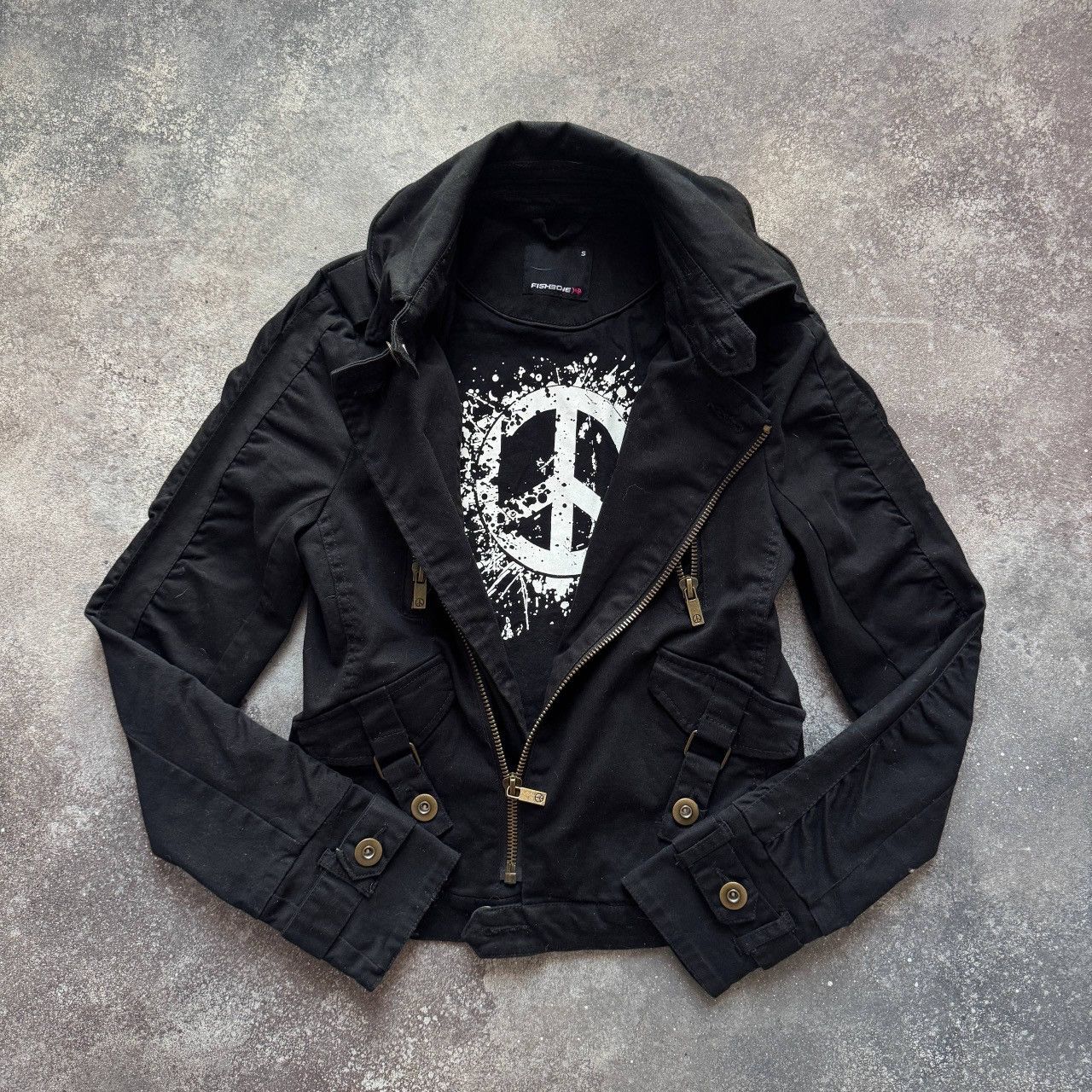 20471120 Fishbone Y2K Vintage Zip Details Biker Jacket Size S / US 4 / IT 40 - 4 Thumbnail