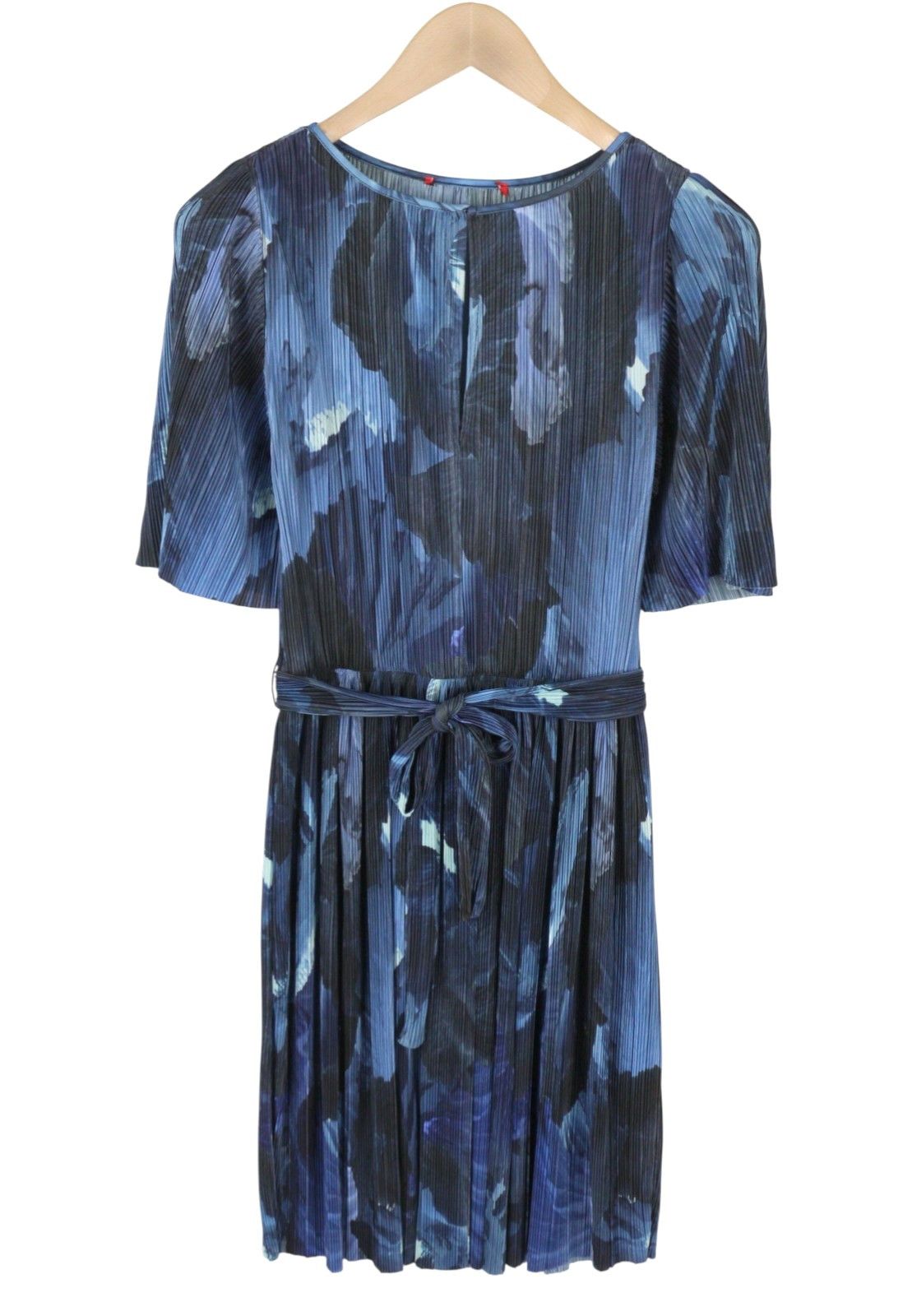 MAX&Co. XS Blue Patterned Textured Belted Short Sleeve Dress 88798 Size XS / US 0-2 / IT 36-38 - 2 Thumbnail