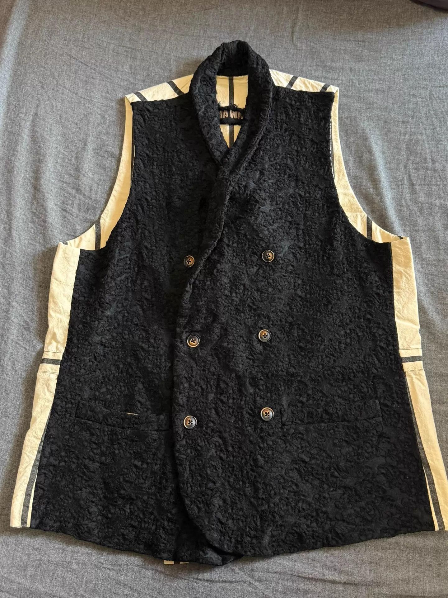Uma Wang UMA WANG Men's Double-Breasted Shawl Collar Wool Vest Size US S / EU 44-46 / 1 - 1 Thumbnail