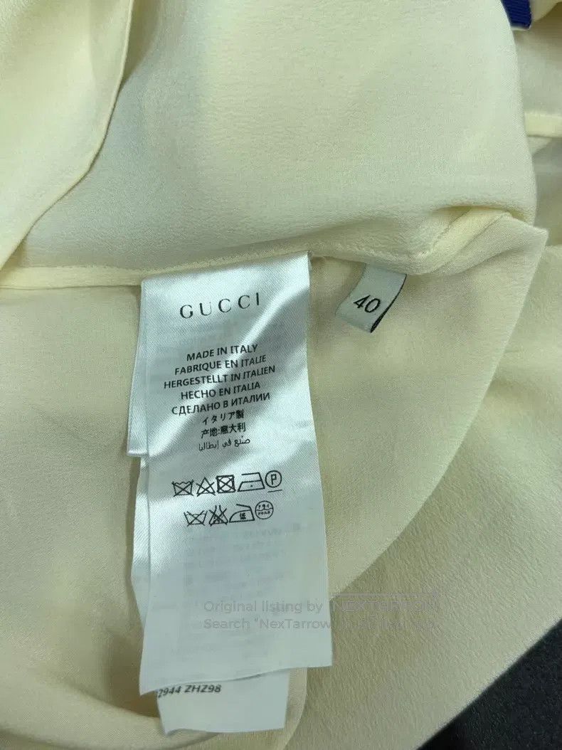Gucci Gucci Beige bee embroidery pearl buckle tie shirt Size S / US 4 / IT 40 - 4 Thumbnail