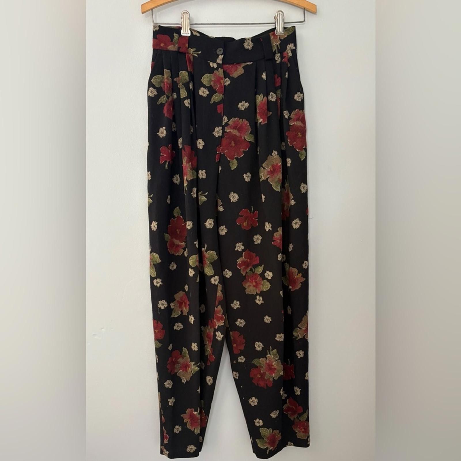 Designer Mariella Burani Women’s sz6 100% Wool Floral Pants Vintage Size 28" / US 6 / IT 42 - 1 Thumbnail