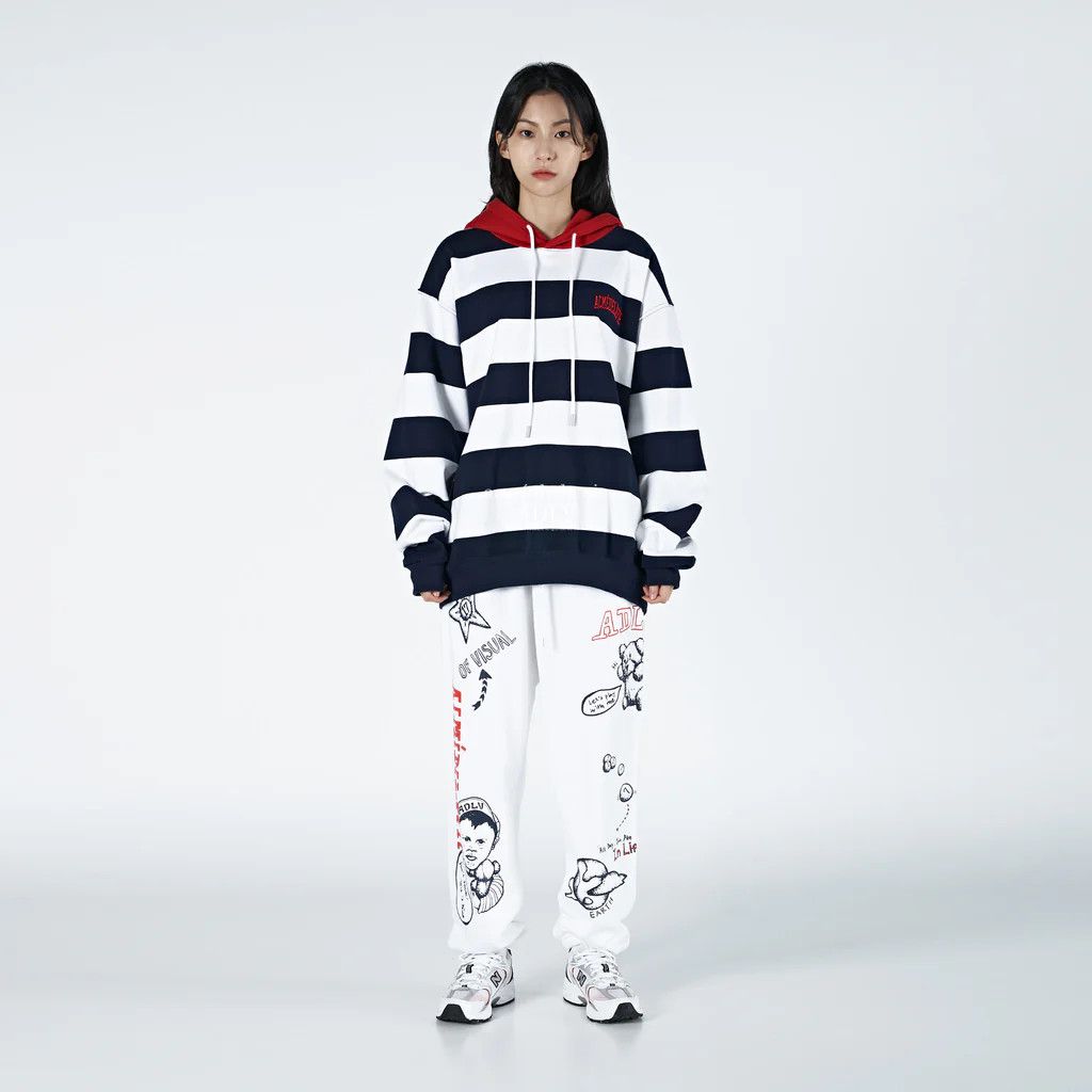 acme de la vie acmé de la vie STRIPE ARCH LOGO HOODIE NAVY Size US L / EU 52-54 / 3 - 4 Thumbnail