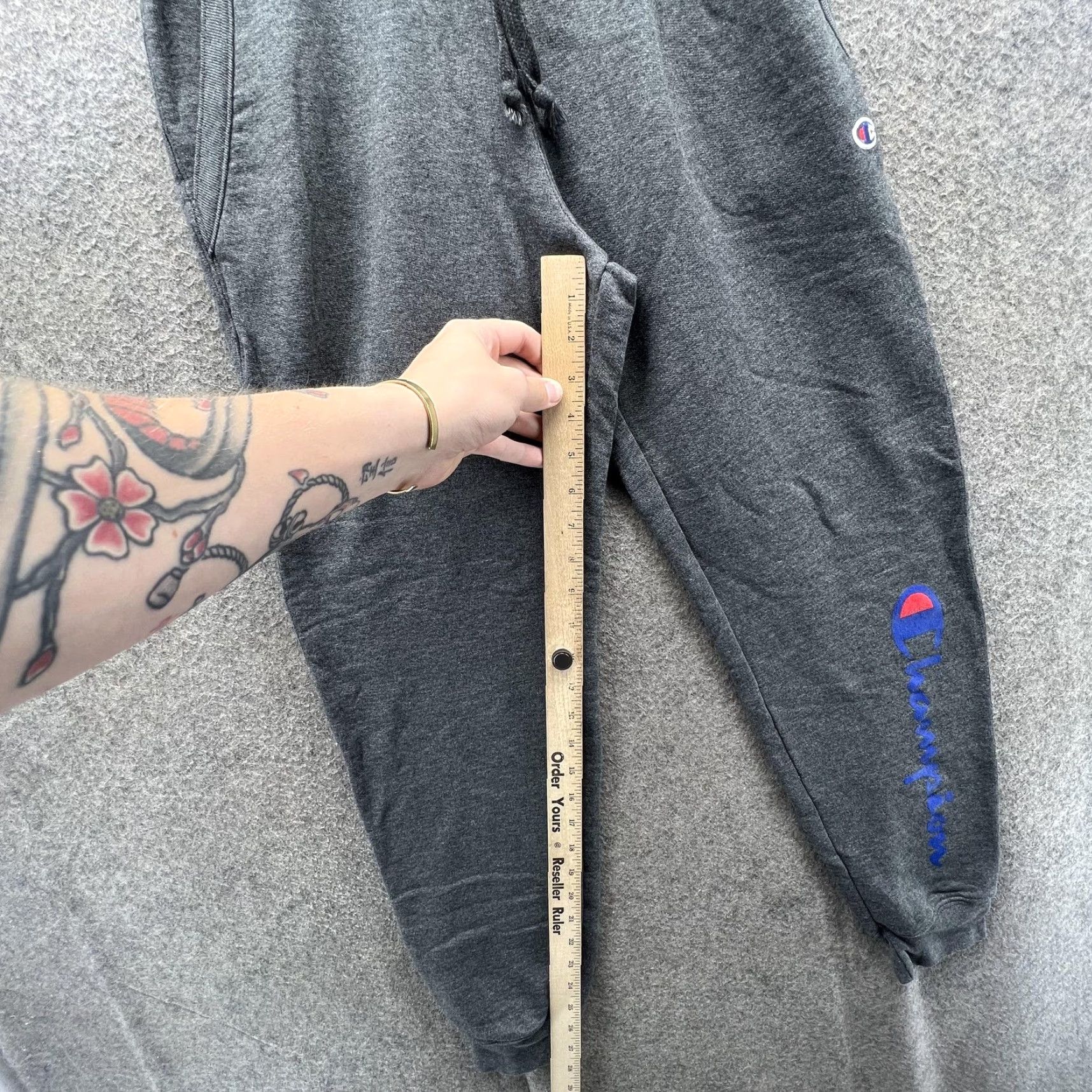 Champion Champion Sweatpants Mens Small Gray Fleece Jogger Pants Logo Athletic Lounge Size US 29 - 4 Thumbnail