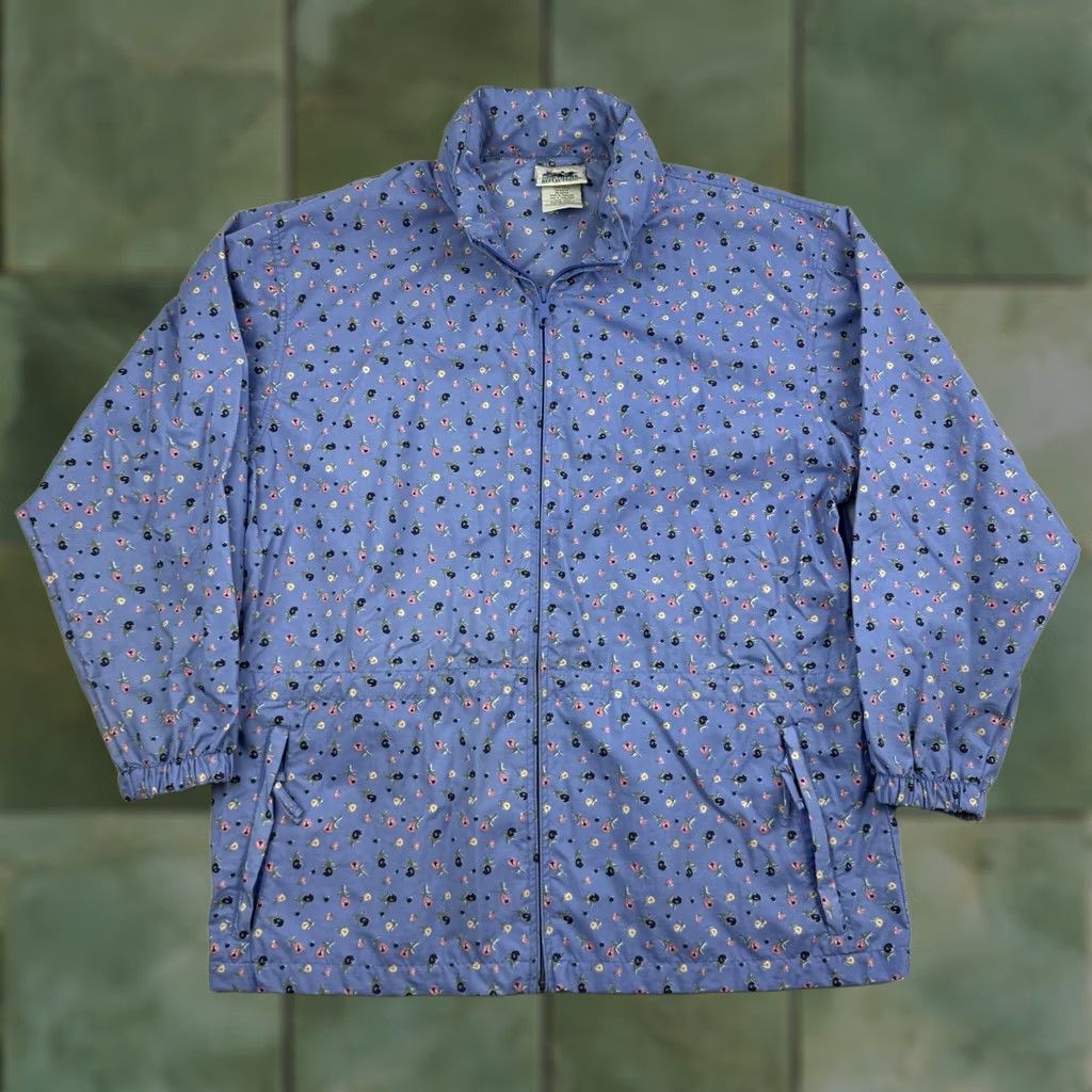 Northern Reflections VINTAGE Northern Reflections Jacket Womens Large Blue Flower 90s Windbreaker Size L / US 10 / IT 46 - 1 Thumbnail