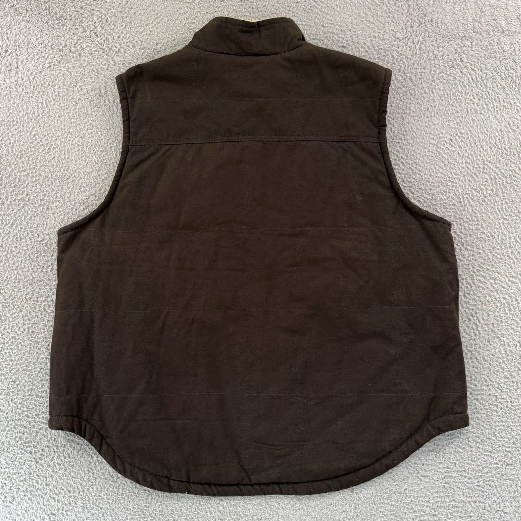 Lee Lee Vest 2XL Brown Canvas Sherpa Lined Full Zip Workwear Casual Outdoor Jacket/Coat, Mens, Regular, 90s Southwestern Western American Theme Size US XXL / EU 58 / 5 - 6 Thumbnail
