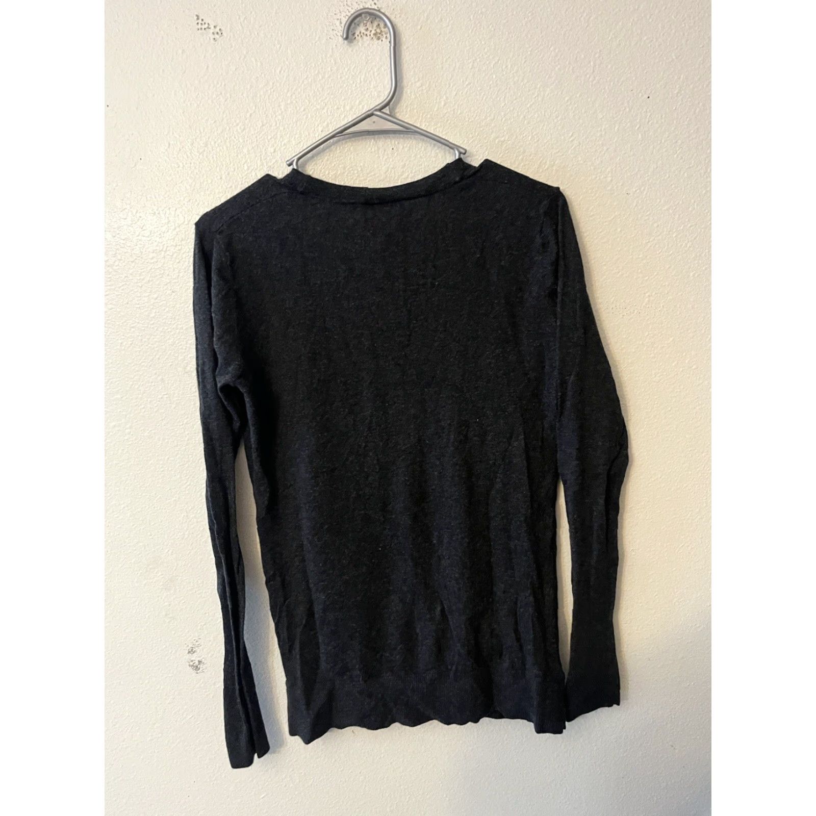 Loft LOFT Women's Cardigan Sweater Medium Dark Gray Long Sleeve Lightweight Cotton Casual Travel Workwear Size M / US 6-8 / IT 42-44 - 3 Thumbnail