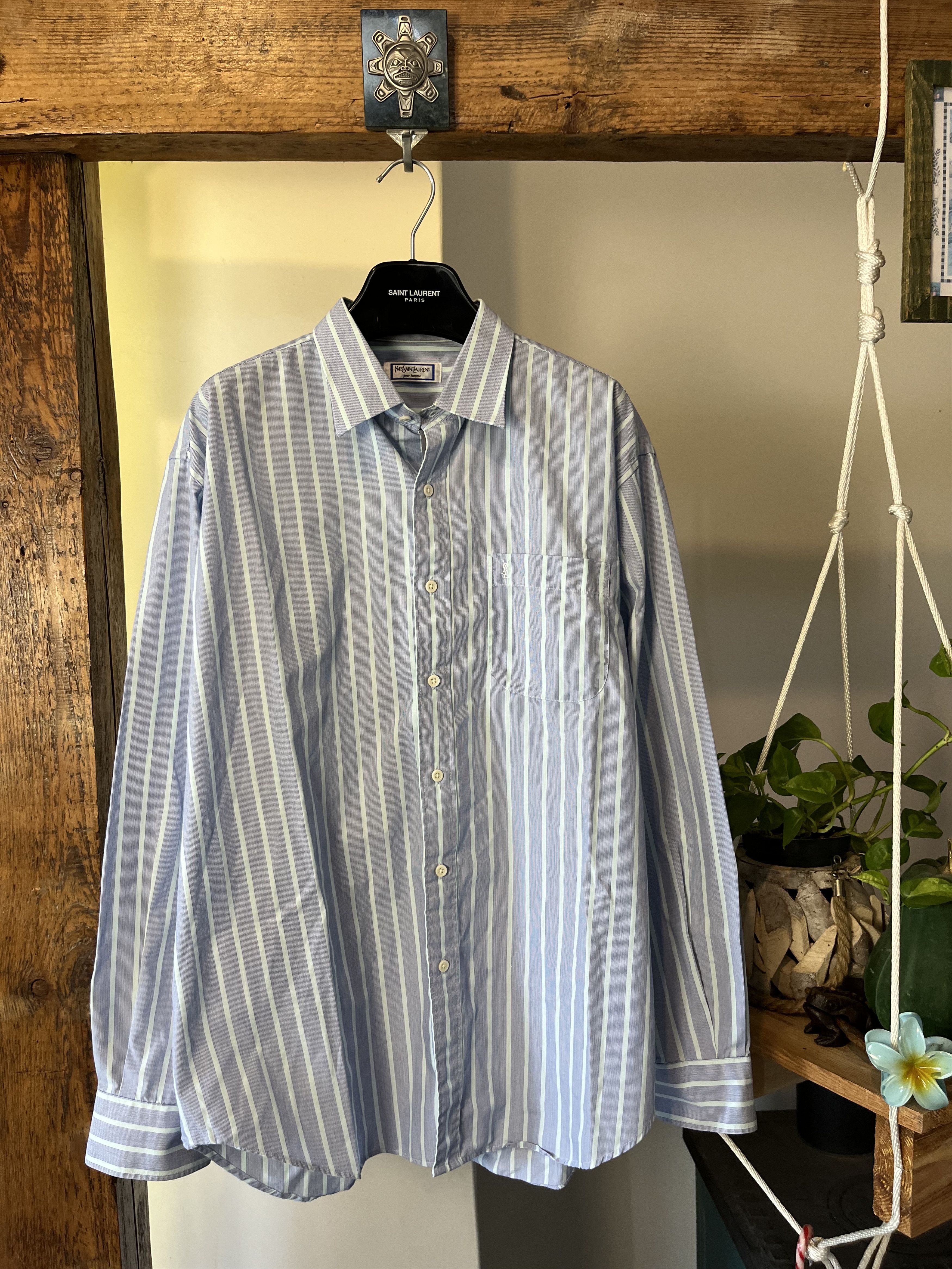 Vintage × Yves Saint Laurent 80s Yves Saint Laurent YSL Pour Homme Vintage Shirt Size US XL / EU 56 / 4 - 1 Thumbnail